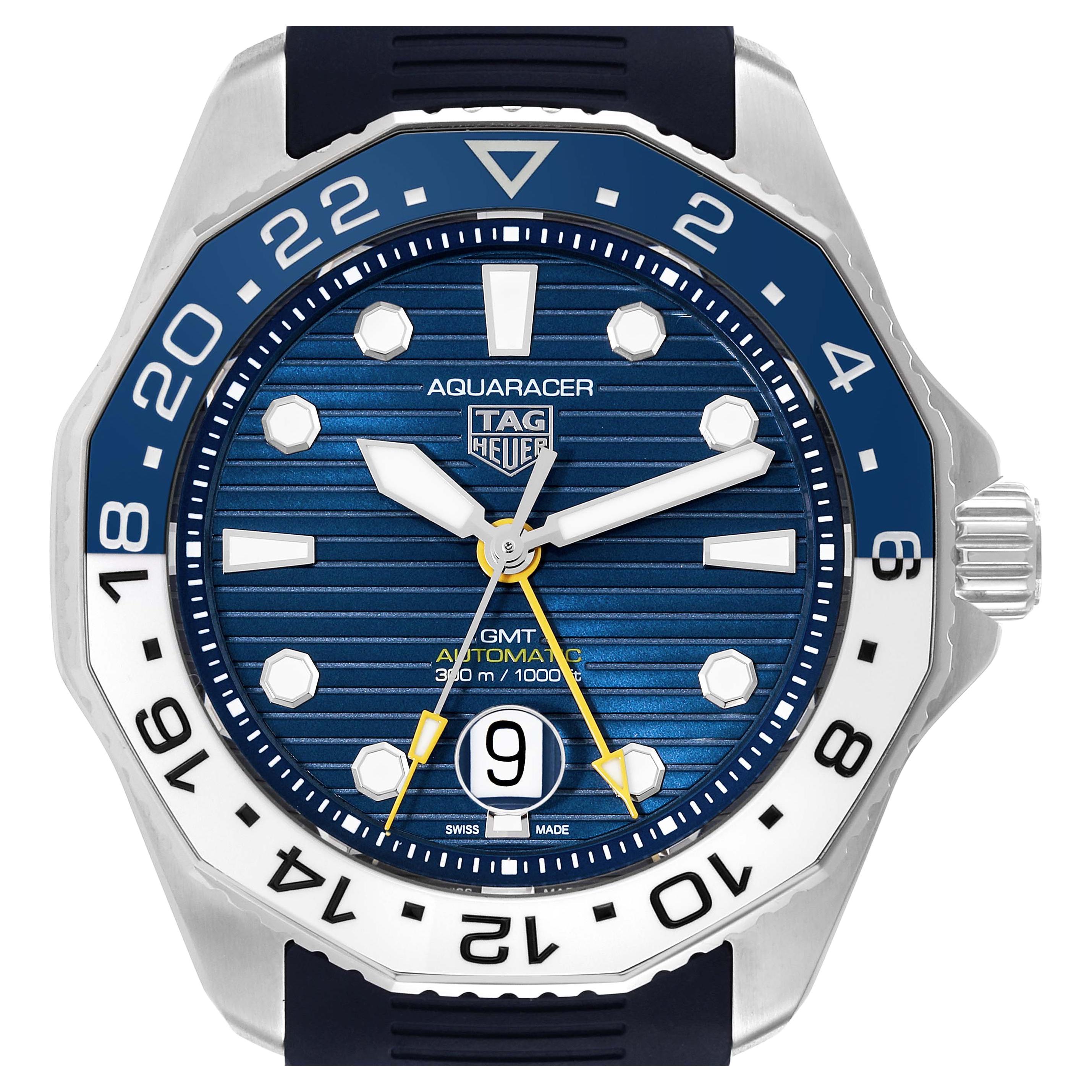 Tag Heuer Aquaracer Professional GMT Blue Dial Steel Mens Watch WBP2010 Box Card