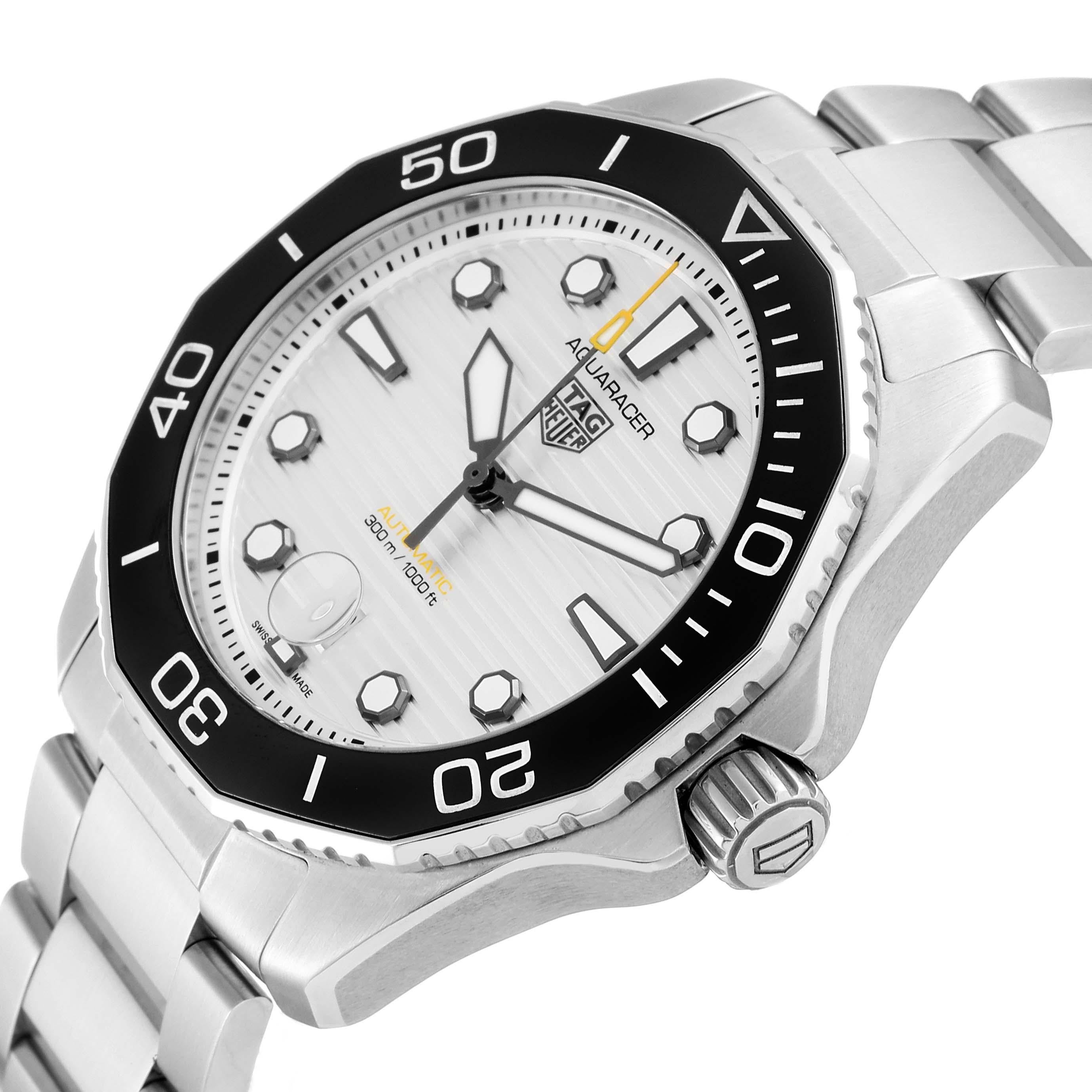 Tag Heuer Aquaracer Professional Silver Dial Steel Mens Watch WBP201C Unworn. Automatic self-winding movement. Stainless steel case 43.0 mm in diameter. Stainless steel unidirectional rotating bezel. Scratch resistant sapphire crystal. Silver dial