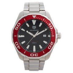 Tag Heuer Aquaracer Quartz Wristwstch Ref WAY101B. Rare Red Bezel, Yr 2017.