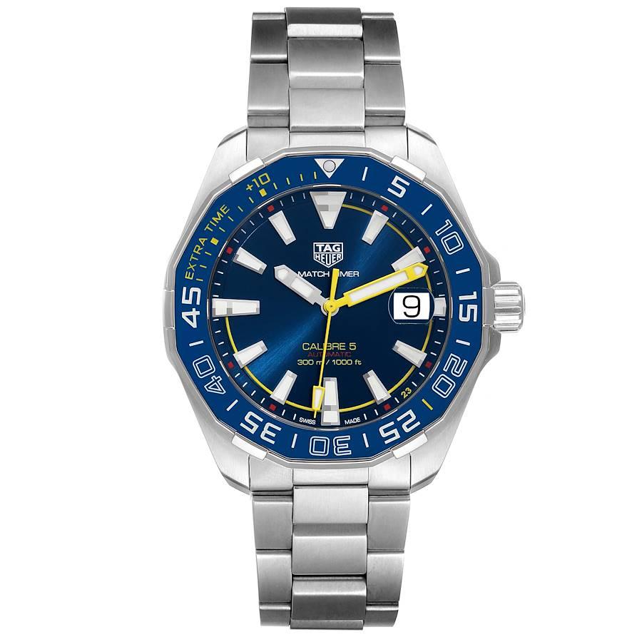Tag Heuer Aquaracer Shinji Kagawa Limited Edition Mens Watch WAY201H. Automatic self-winding movement. Stainless steel case 43.0 mm in diameter. Blue unidirectional rotating bezel. Scratch resistant sapphire crystal. Blue dial with luminous hands