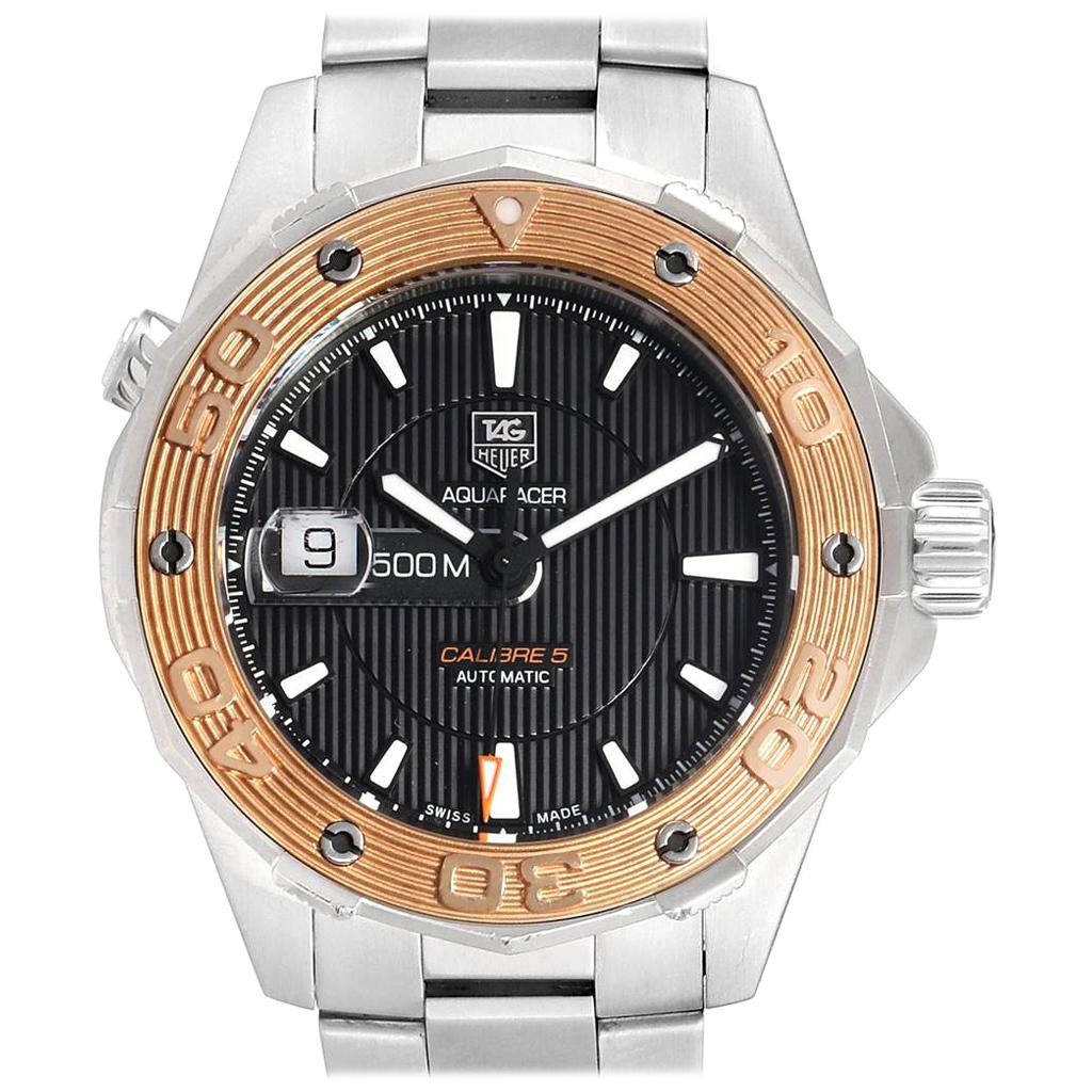 TAG Heuer Aquaracer Steel 18 Karat Rose Gold Men's Watch WAJ2150 For Sale