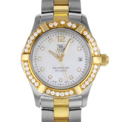 TAG Heuer Aquaracer Steel 18k Yellow Gold Quartz Ladies Watch WAF1450.BB0825