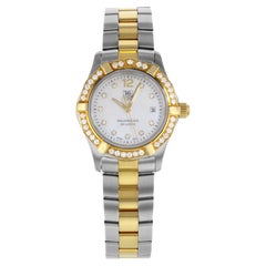 Used TAG Heuer Aquaracer Steel 18k Yellow Gold Quartz Ladies Watch WAF1450.BB0825