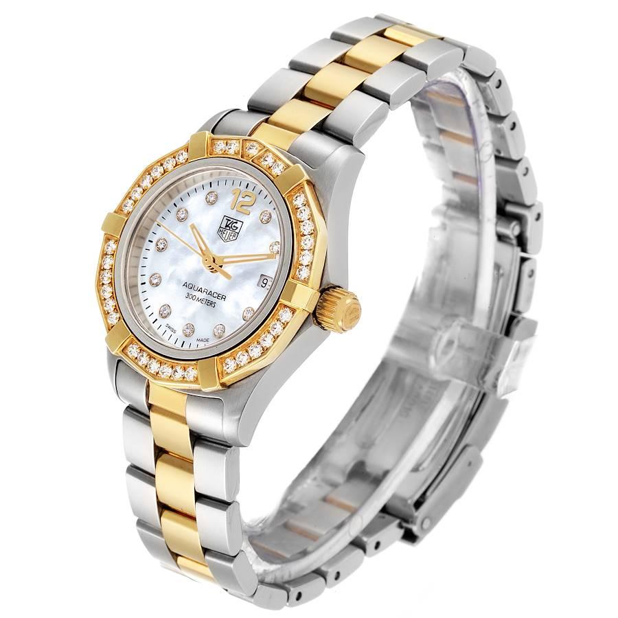 TAG Heuer Aquaracer Stahl Gelbgold MOP Diamant Damenuhr WAF1450 Kartene im Angebot 1