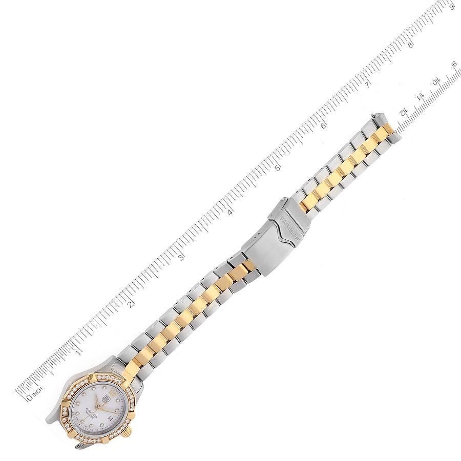 TAG Heuer Aquaracer Stahl Gelbgold MOP Diamant Damenuhr WAF1450 Kartene im Angebot 5