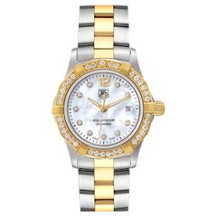 TAG Heuer Aquaracer Stahl Gelbgold MOP Diamant Damenuhr WAF1450 Kartene