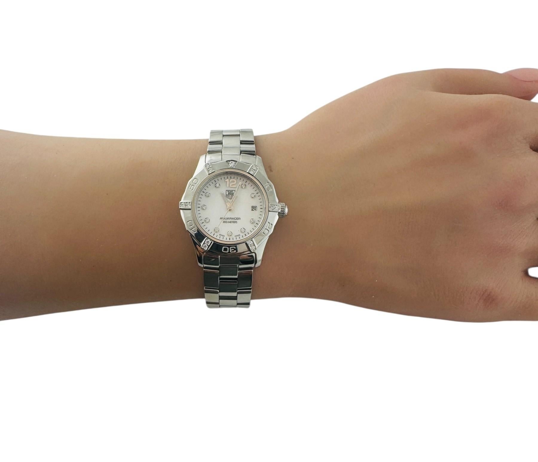 TAG Heuer Aquaracer WAF141G Ladies Diamond Watch MOP #23252 en vente 7