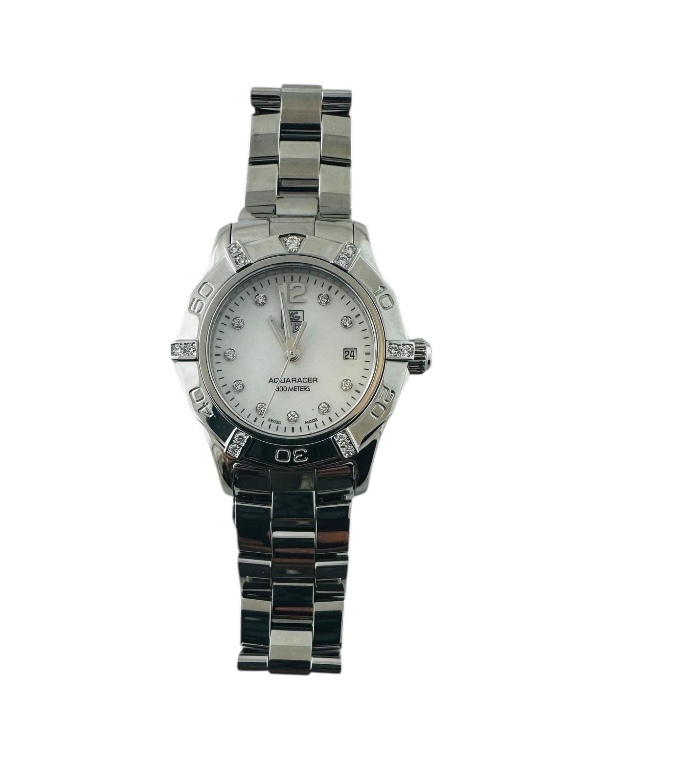 TAG Heuer Aquaracer WAF141G Ladies Diamond Watch MOP #23252 en vente 9