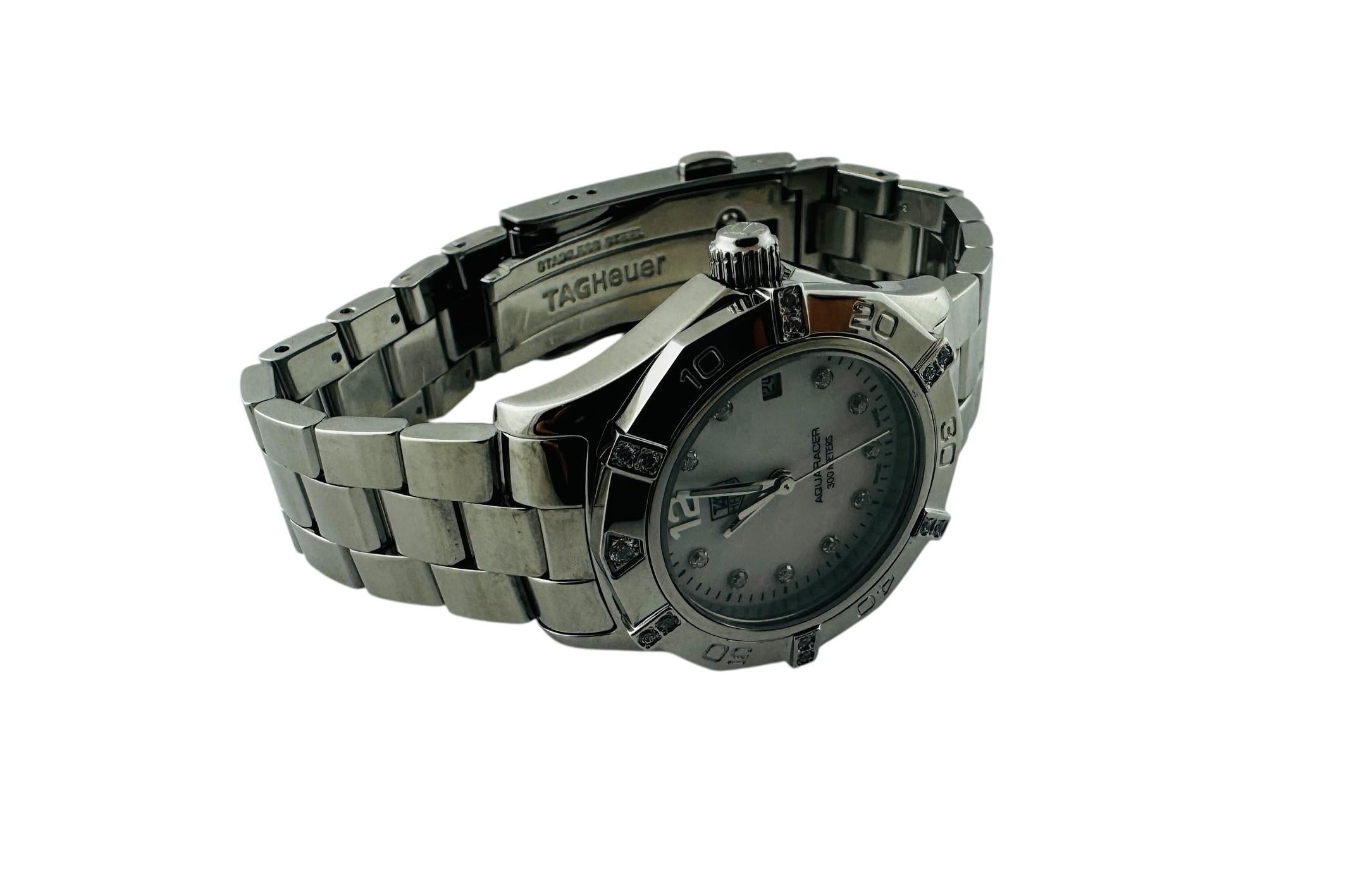 TAG Heuer Aquaracer WAF141G Ladies Diamond Watch MOP #23252 en vente 1