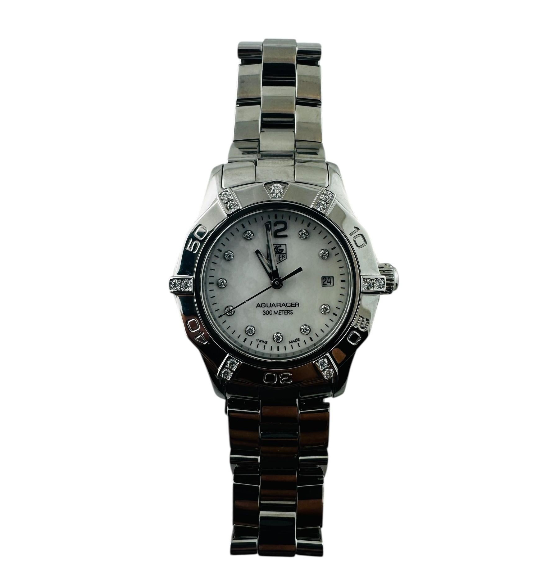 TAG Heuer Aquaracer WAF141G Ladies Diamond Watch MOP #23252 en vente