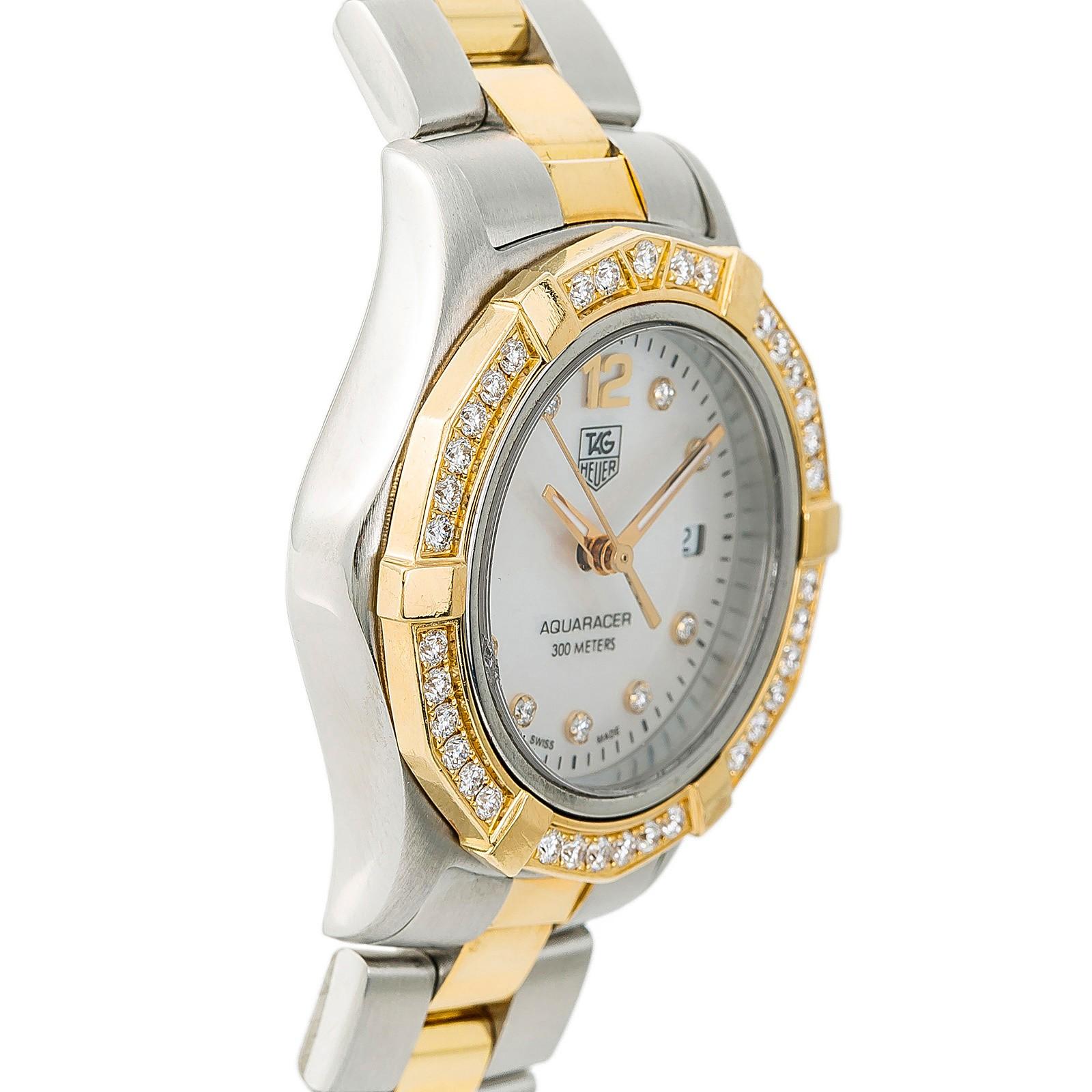 Contemporary TAG Heuer Aquaracer Waf1450 Womens Quartz Watch Mop Dial Two-Tone Diamond