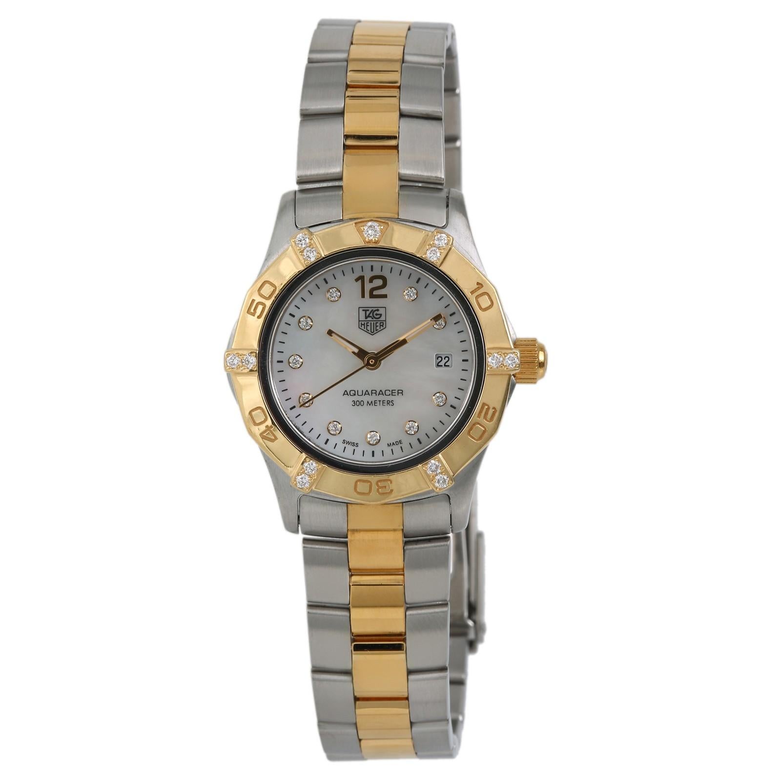 TAG Heuer Aquaracer WAF1451 Womens Quartz Watch Mother of Pearl Dial Two-Tone SS For Sale
