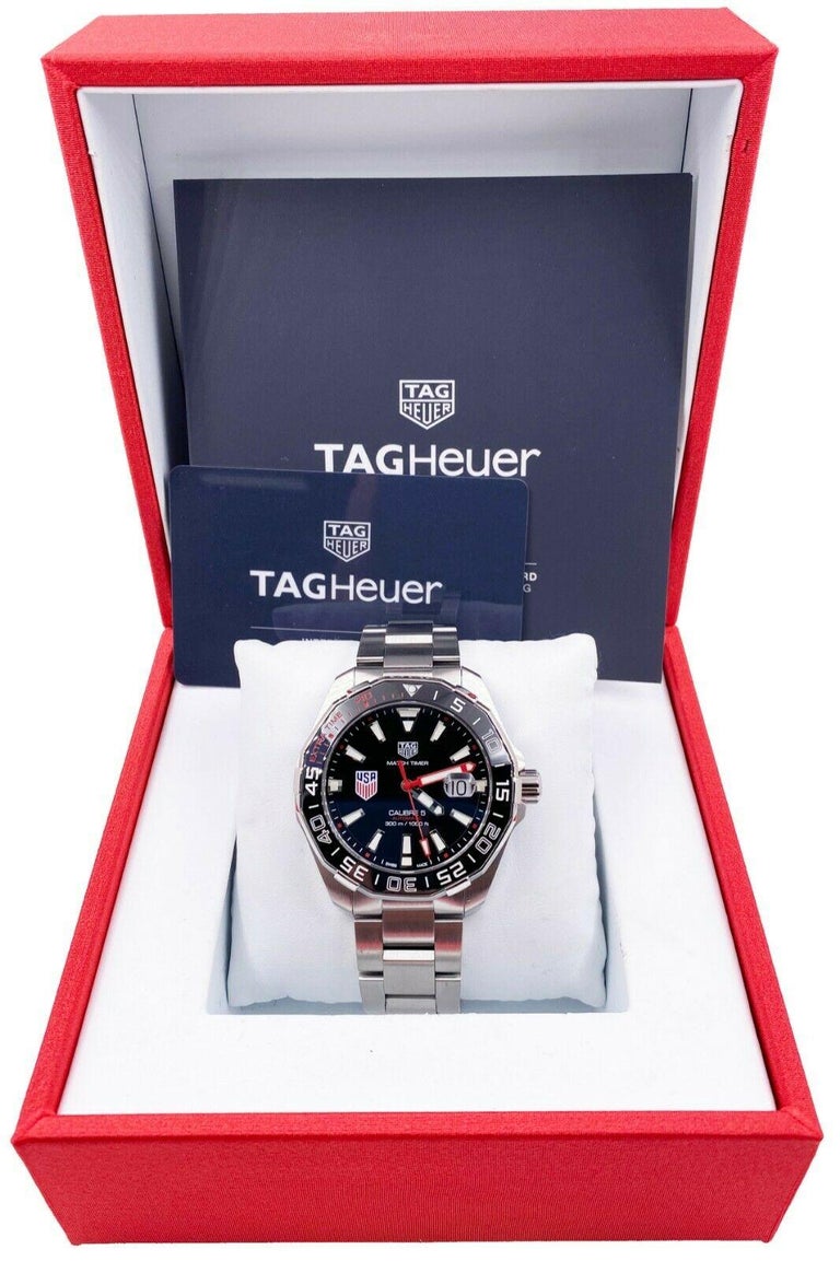 Men's TAG Heuer Aquaracer WAY201G US Soccer Special Edition Stainless Steel Box Papers For Sale