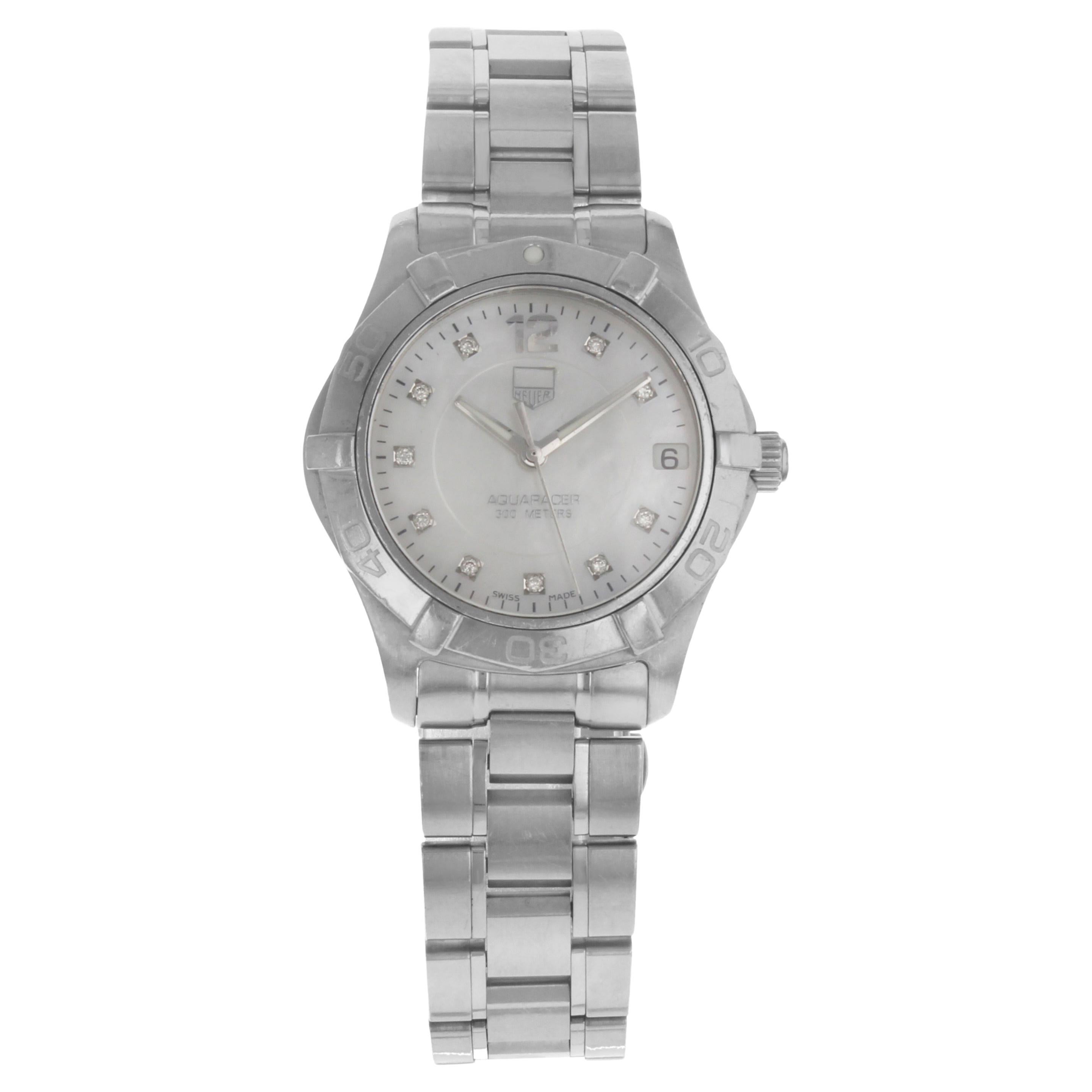 TAG Heuer Aquaracer White Mother of Pearl Dial Steel Ladies Watch WAF1312.BA0817 For Sale