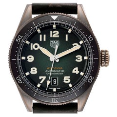 Tag Heuer Autavia Calibre 5 Green Dial Bronze Mens Watch WBE5190 Box Card