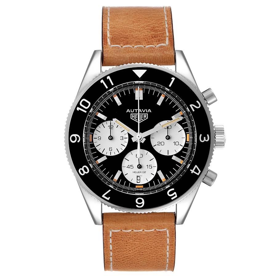 Tag Heuer Autavia Heritage Chronograph Mens Watch CBE2110 Unworn. Automatic self-winding chronograph movement. Stainless steel case 42.0 mm in diameter. Transparent sapphire crystal back. Black bi-directional rotating bezel. Scratch resistant