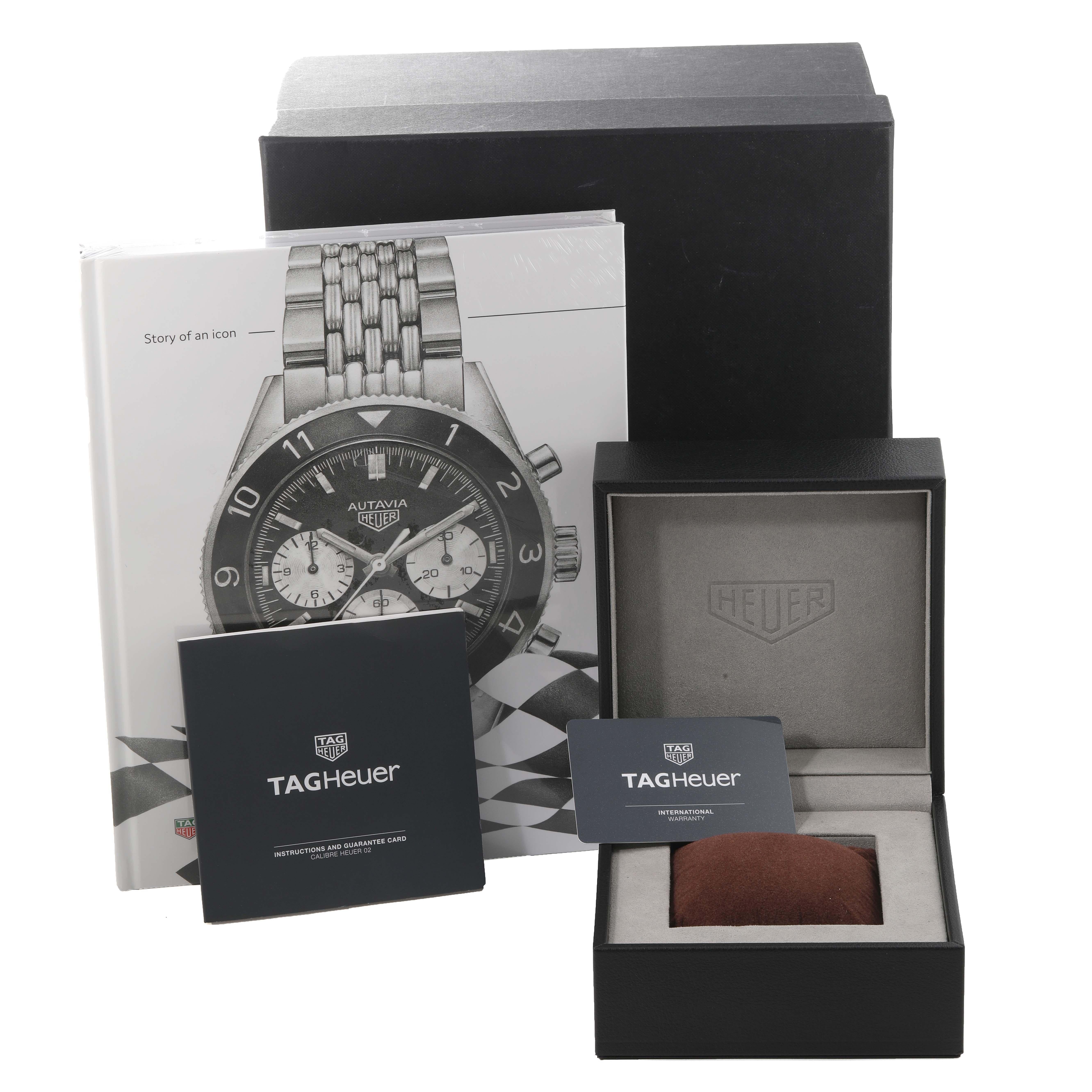 Tag Heuer Autavia Heritage LE Silver Dial Steel Mens Watch CBE2111 Box Card For Sale 6