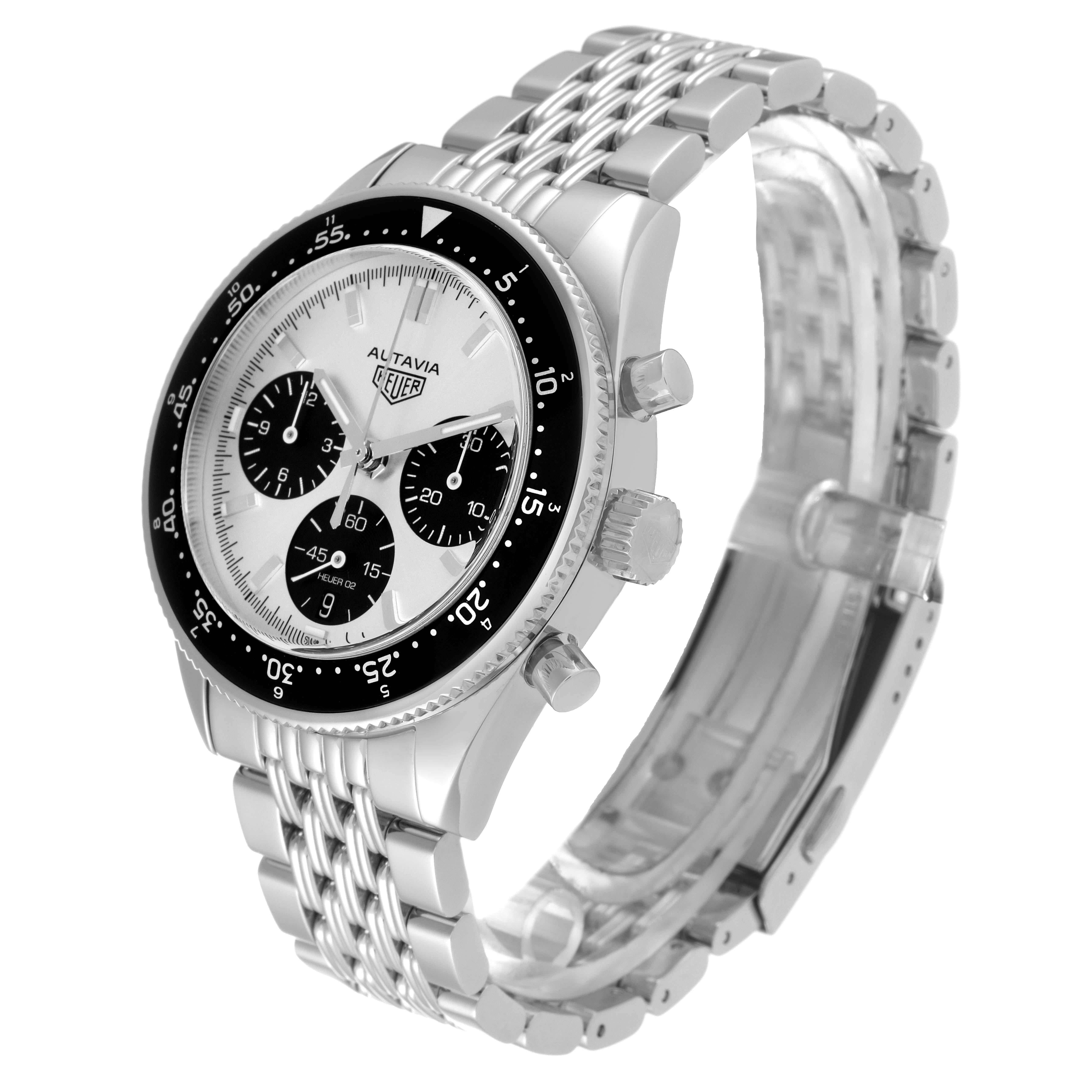 Men's Tag Heuer Autavia Heritage LE Silver Dial Steel Mens Watch CBE2111 Box Card For Sale