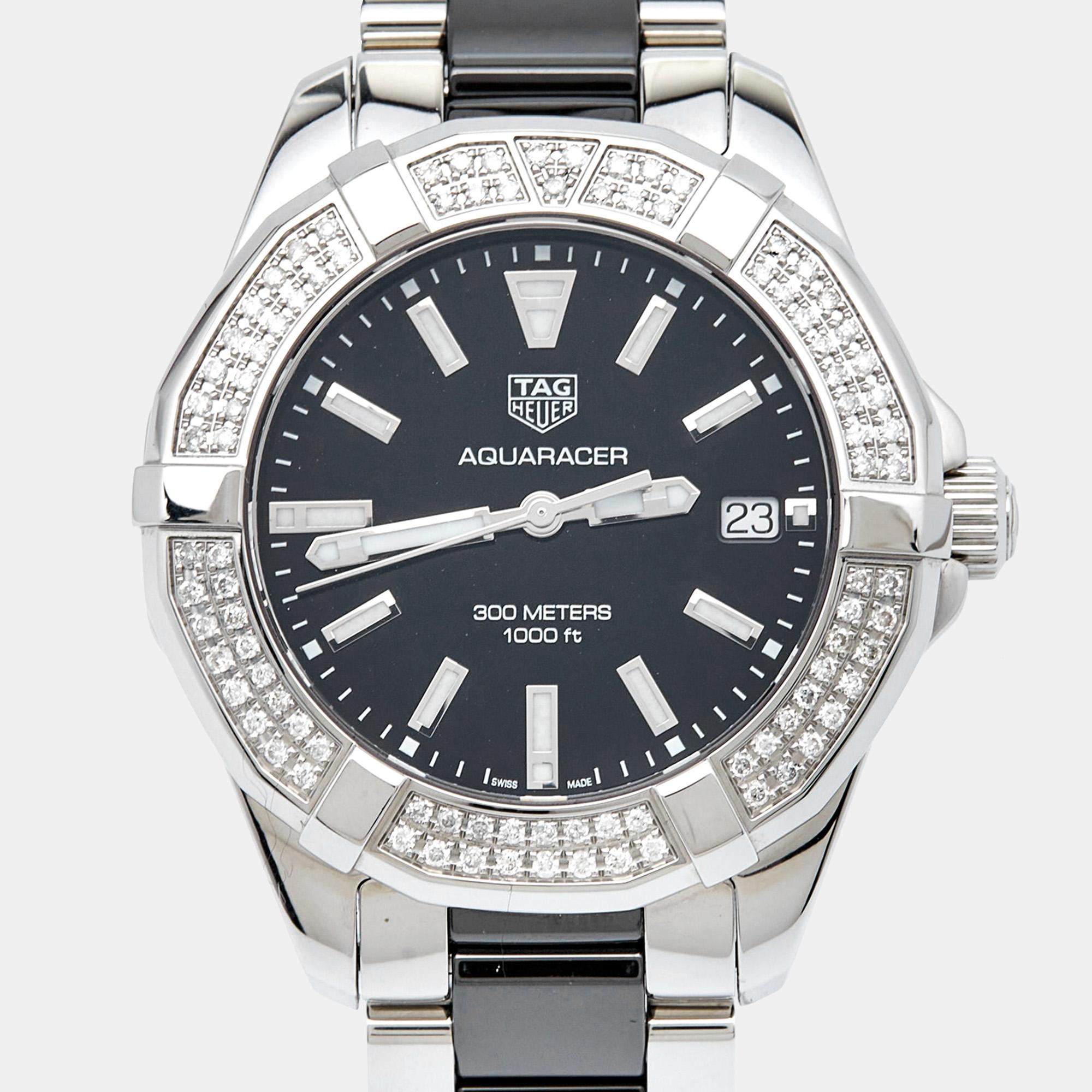 Incorporate TAG Heuer's sophisticated style into your ensemble with this exquisite Aquaracer wristwatch. It exhibits the brand's dedication to creativity and its expertise in the art of watchmaking.

Includes
Original Box, Original Case, Extra Links