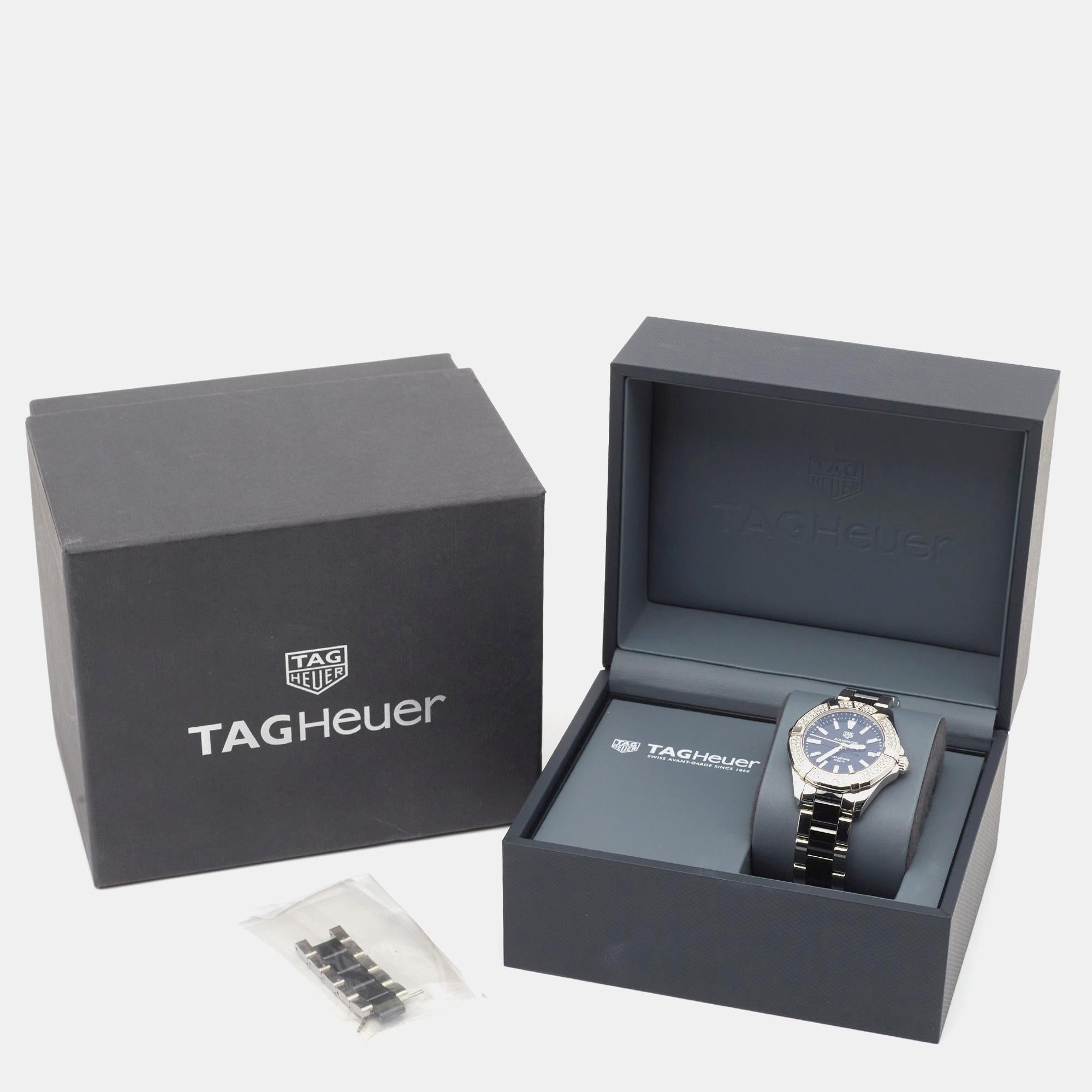 TAG Heuer Black Diamond    Aquaracer WAY131E.BA0913 Women's Wristwatch 35 mm For Sale 5