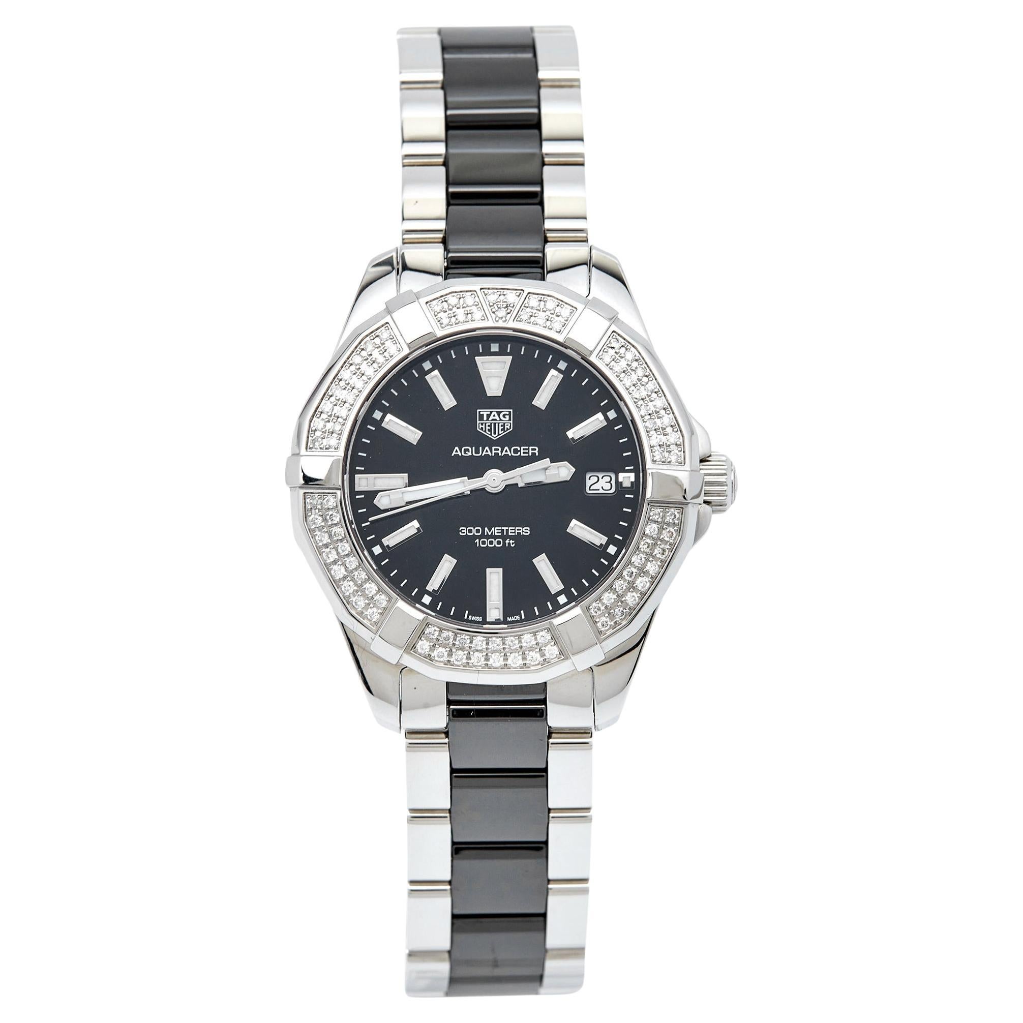 TAG Heuer Black Diamond    Aquaracer WAY131E.BA0913 Women's Wristwatch 35 mm For Sale