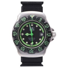 Used Tag Heuer Black/Green Stainless Steel Professional 200M Women's Wristwatch 27 MM