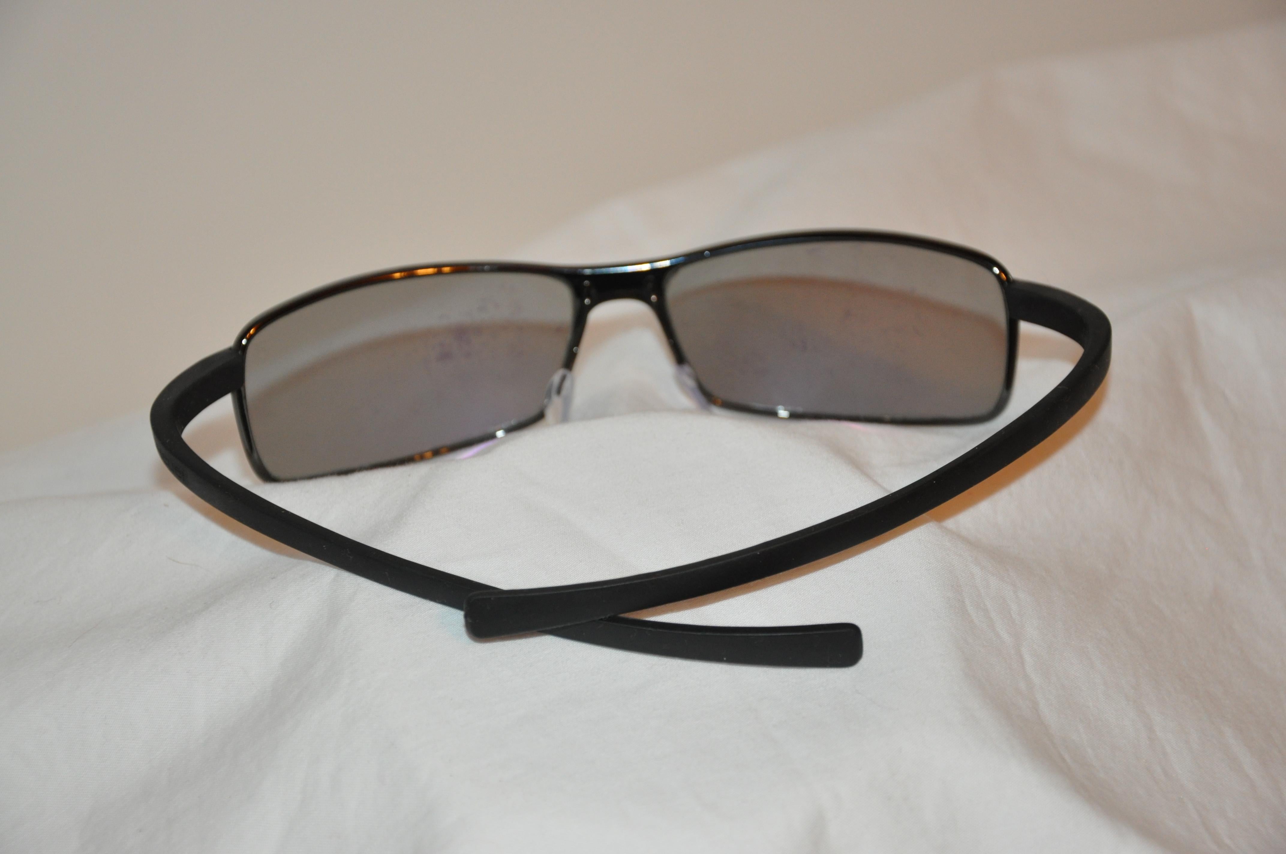 Women's or Men's Tag Heuer Black Metal Frame with Rubber Wrap-Around Arms Sunglasses