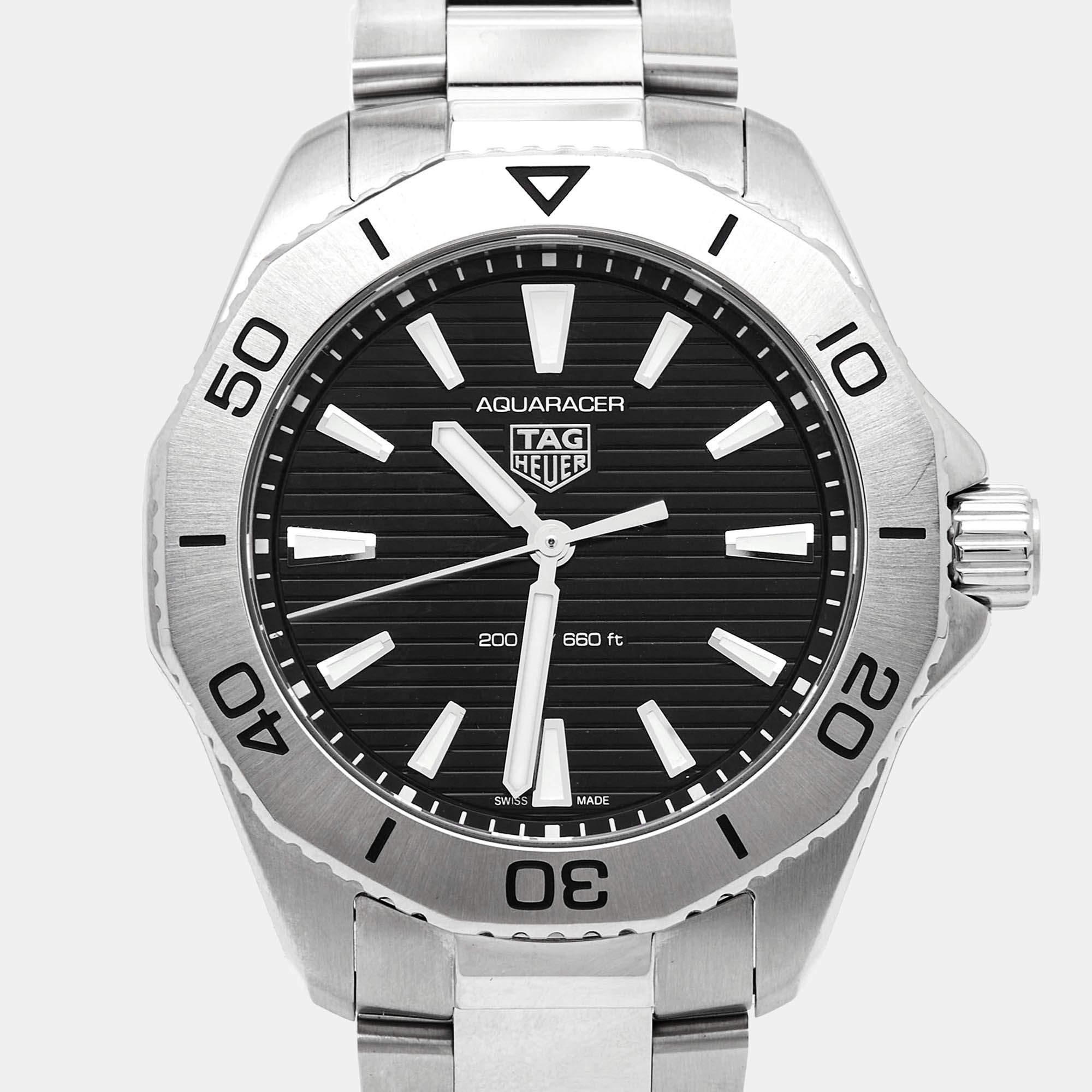 Tag Heuer Black Stainless Steel Aquaracer WBP1110.BA0627 Men's Wristwatch 40 mm 6