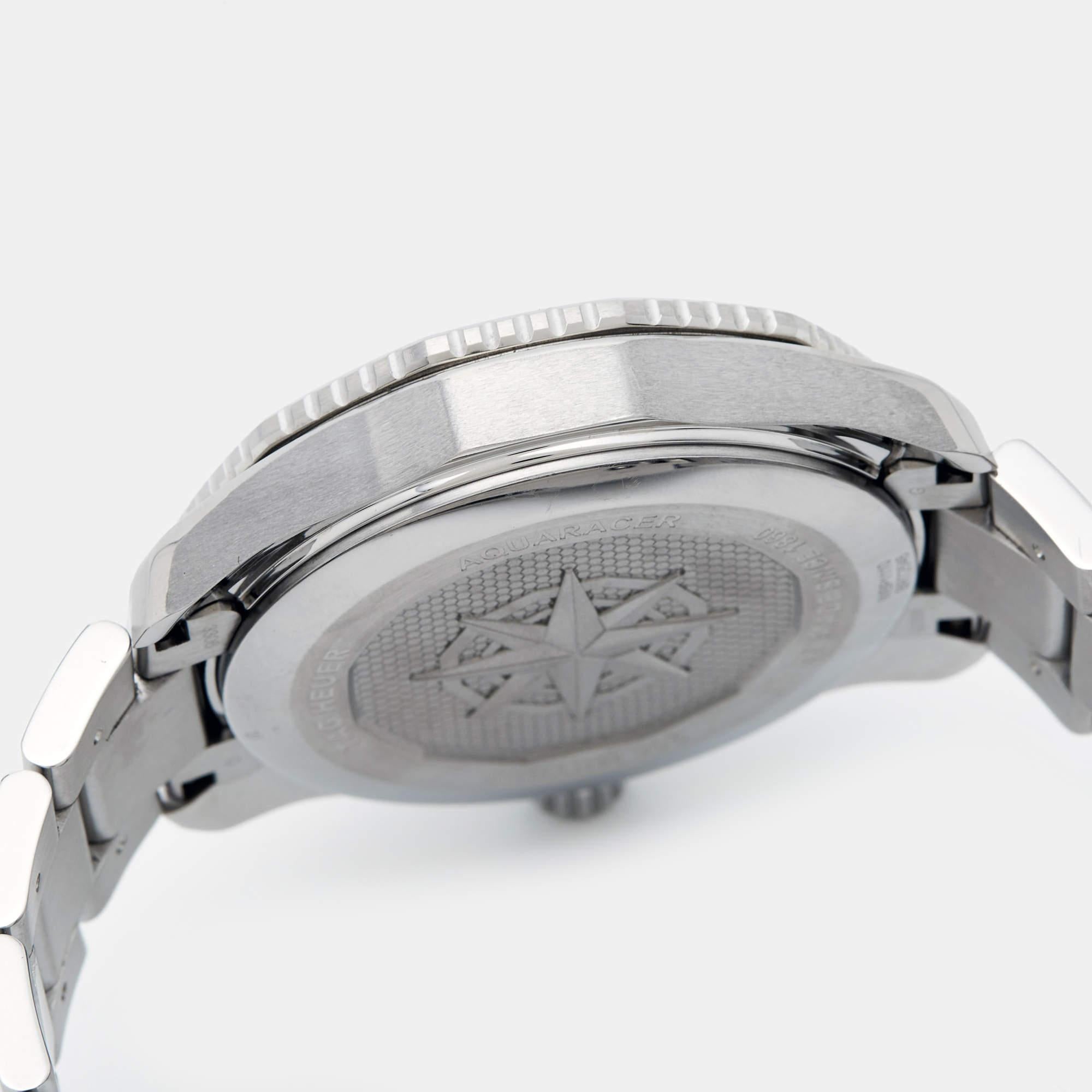 Tag Heuer Black Stainless Steel Aquaracer WBP1110.BA0627 Men's Wristwatch 40 mm In Good Condition In Dubai, Al Qouz 2