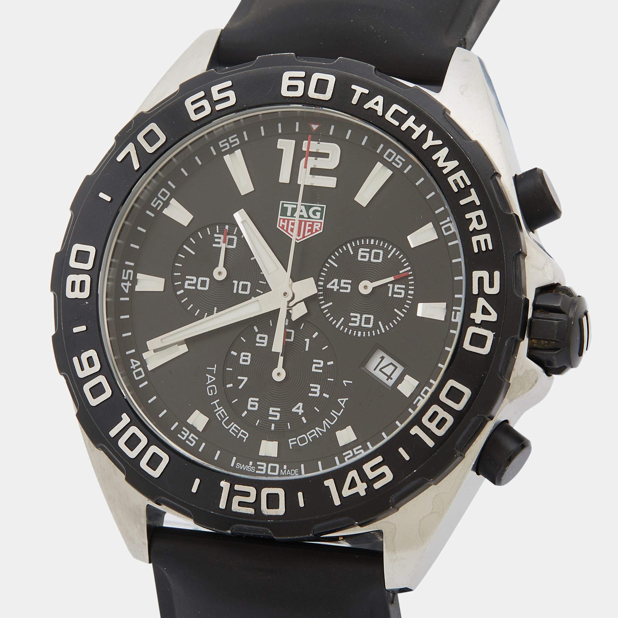 TAG Heuer Black Two-Tone Stainless Steel Rubber Formula 1 Men's Wristwatch 43 mm 2