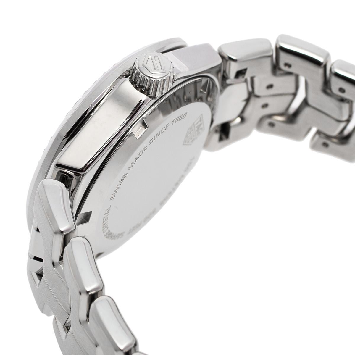 Contemporary Tag Heuer Blue MOP Diamonds Stainless Steel Link Women's Wristwatch 32 mm