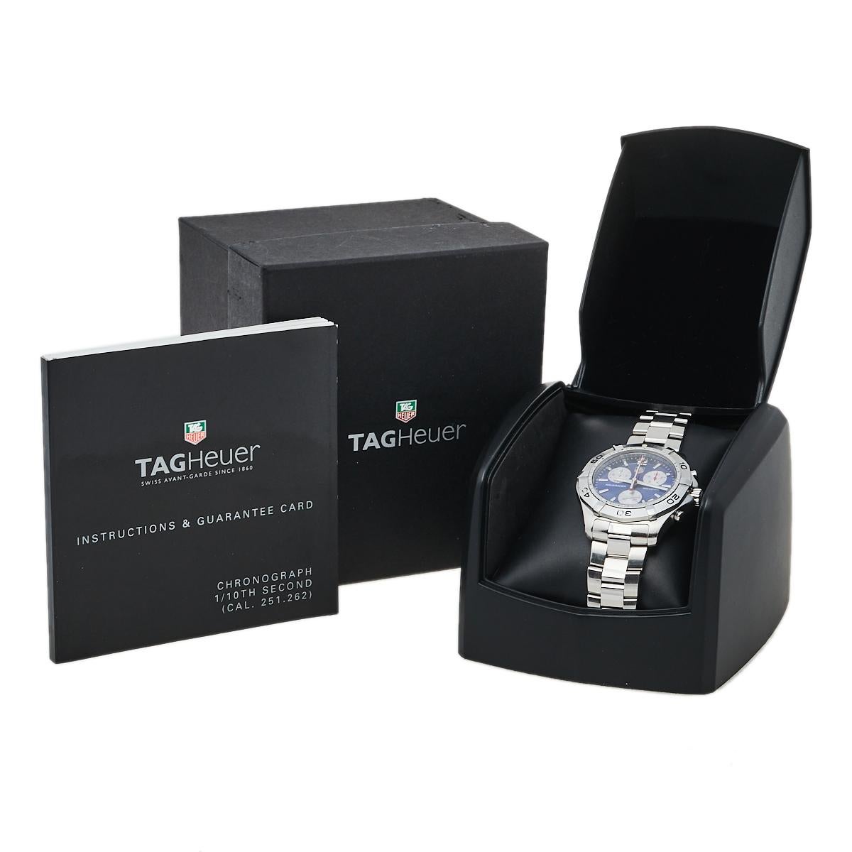 Tag Heuer Blue Stainless Steel Aquaracer CAF1112 Men's Wristwatch 41 mm 3