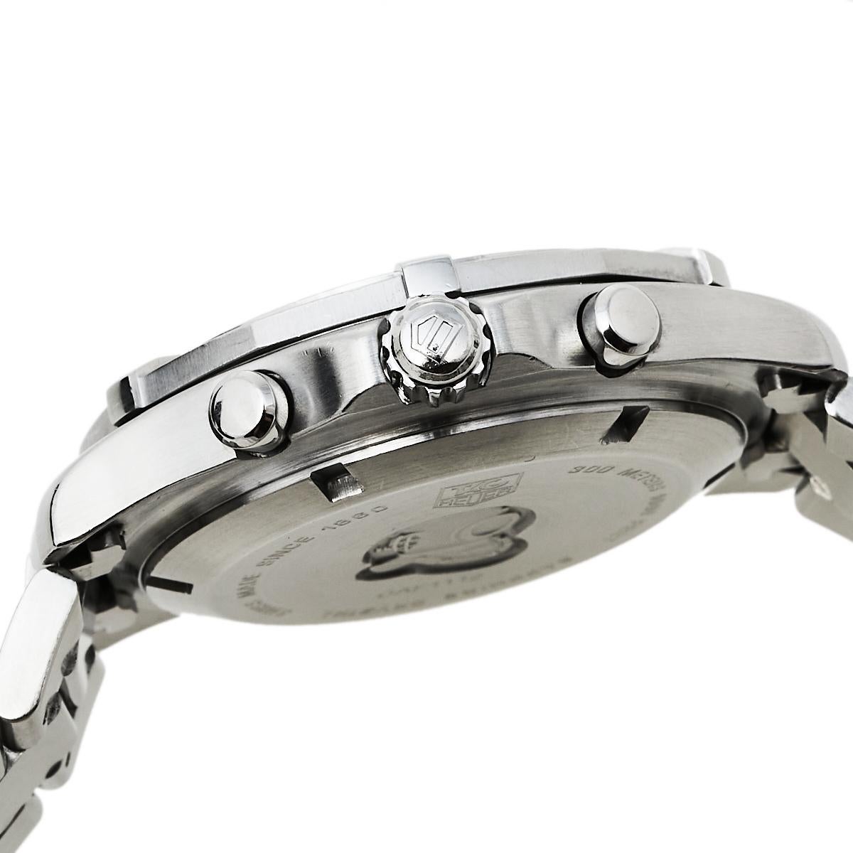 Contemporary Tag Heuer Blue Stainless Steel Aquaracer CAF1112 Men's Wristwatch 41 mm