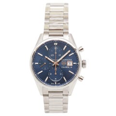 Used TAG Heuer Blue Stainless Steel Carrera CBK2112 Men's Wristwatch 41 mm
