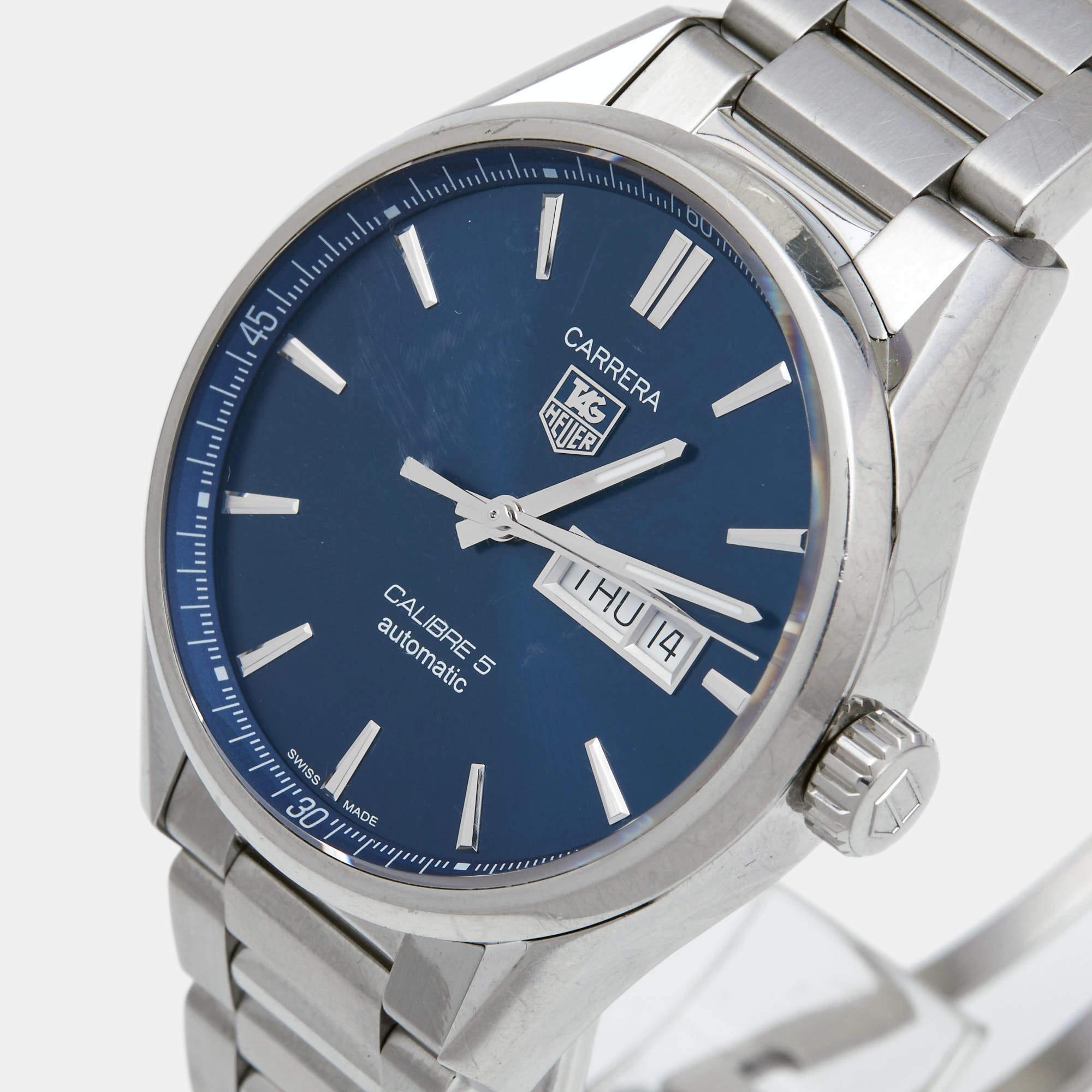 TAG Heuer Blue Stainless Steel Carrera WAR201E.BA0723 Men's Wristwatch 41 mm 1