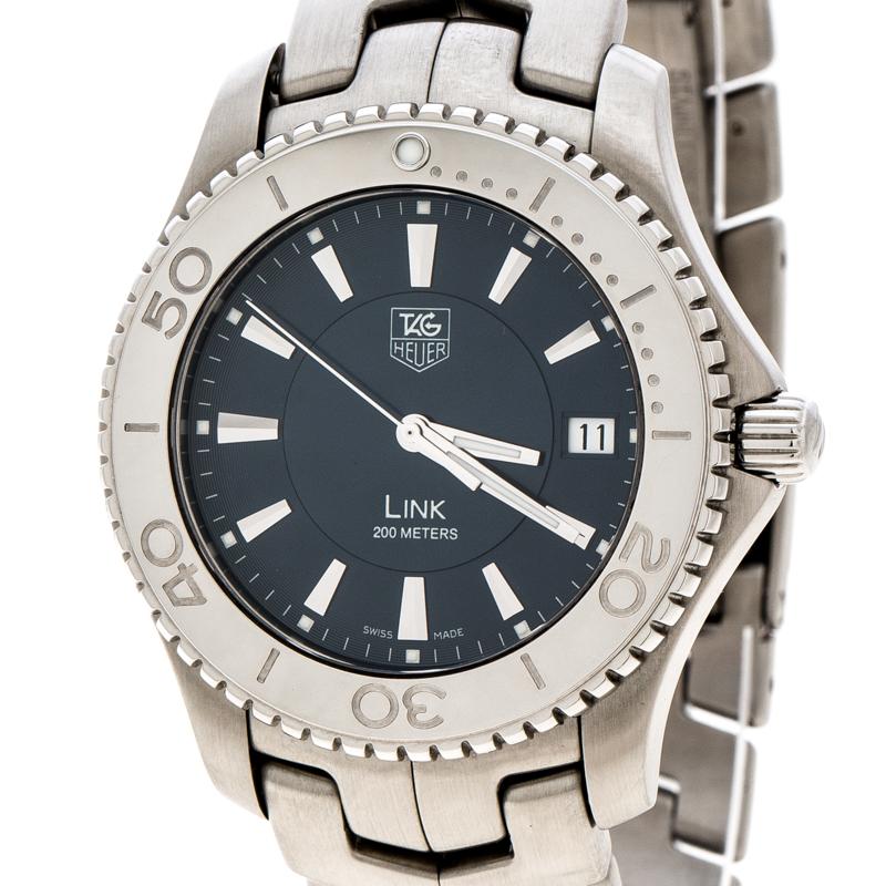 Tag Heuer Blue Stainless Steel Link WJ1112-Men's Wristwatch 39 mm In Good Condition In Dubai, Al Qouz 2