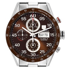 Tag Heuer Carrara Day-Date Brown Dial Automatic Mens Watch Cv2a12 Box Card