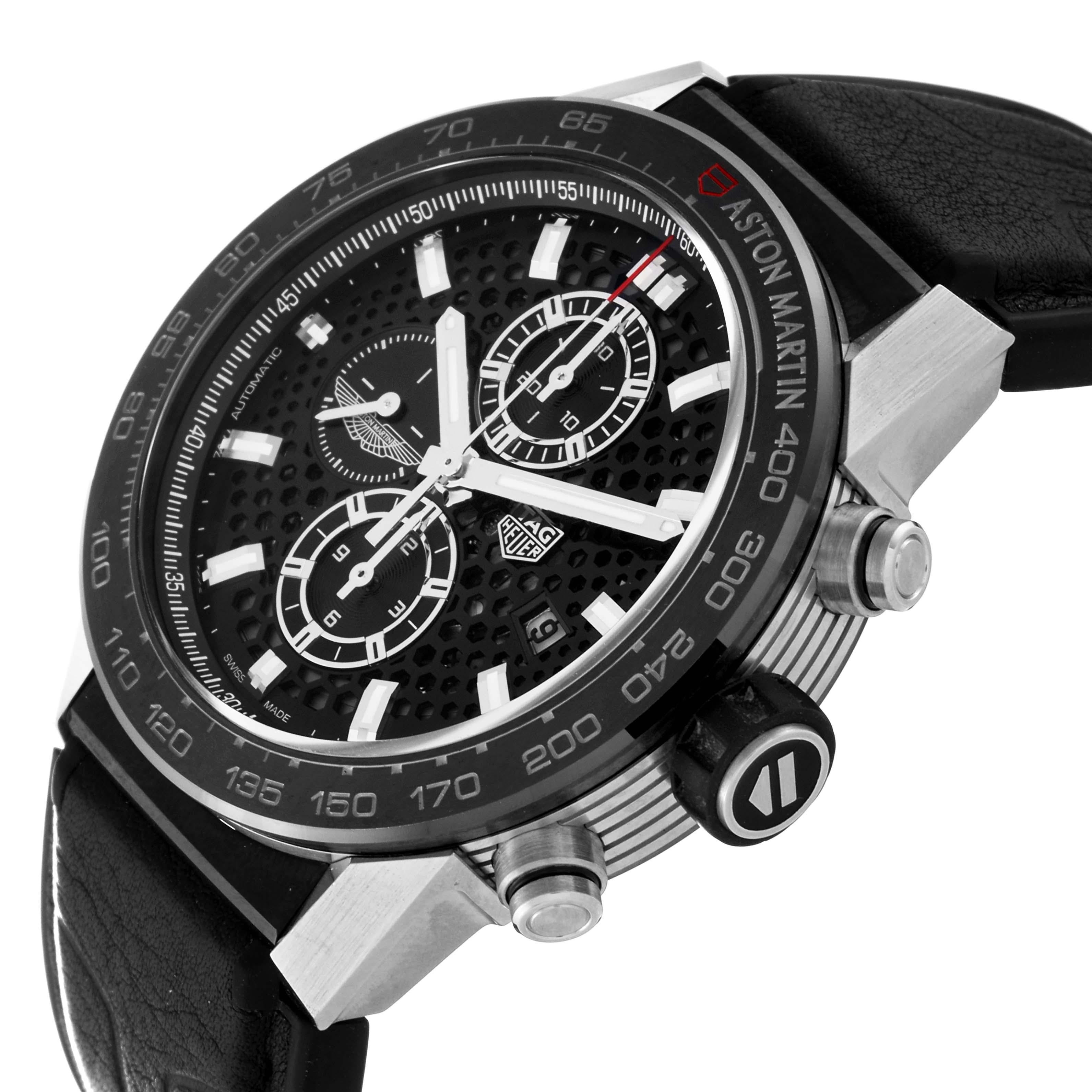 TAG Heuer Carrera 01 Aston Martin Steel Mens Watch CAR2A1AB In Excellent Condition In Atlanta, GA