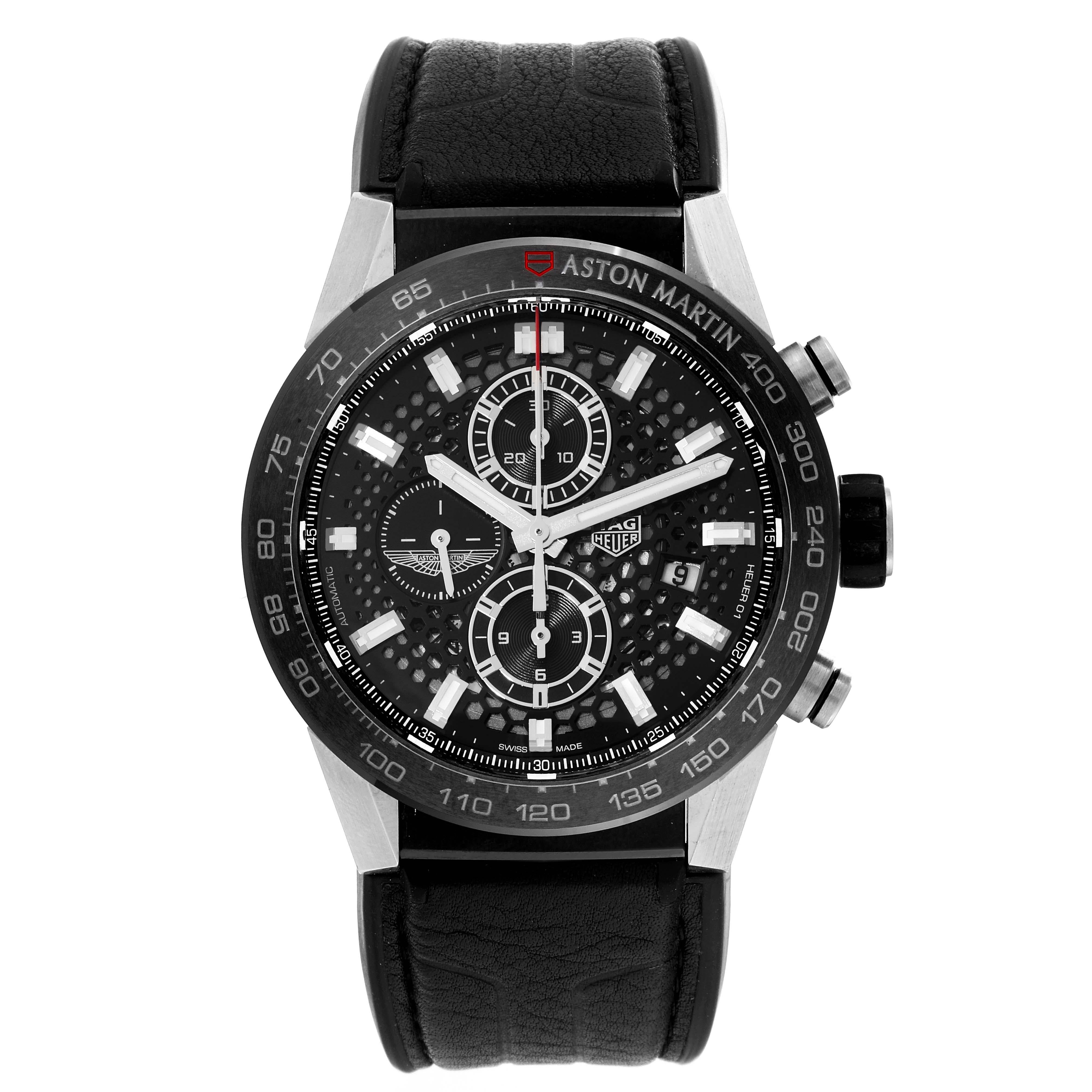 Men's TAG Heuer Carrera 01 Aston Martin Steel Mens Watch CAR2A1AB For Sale