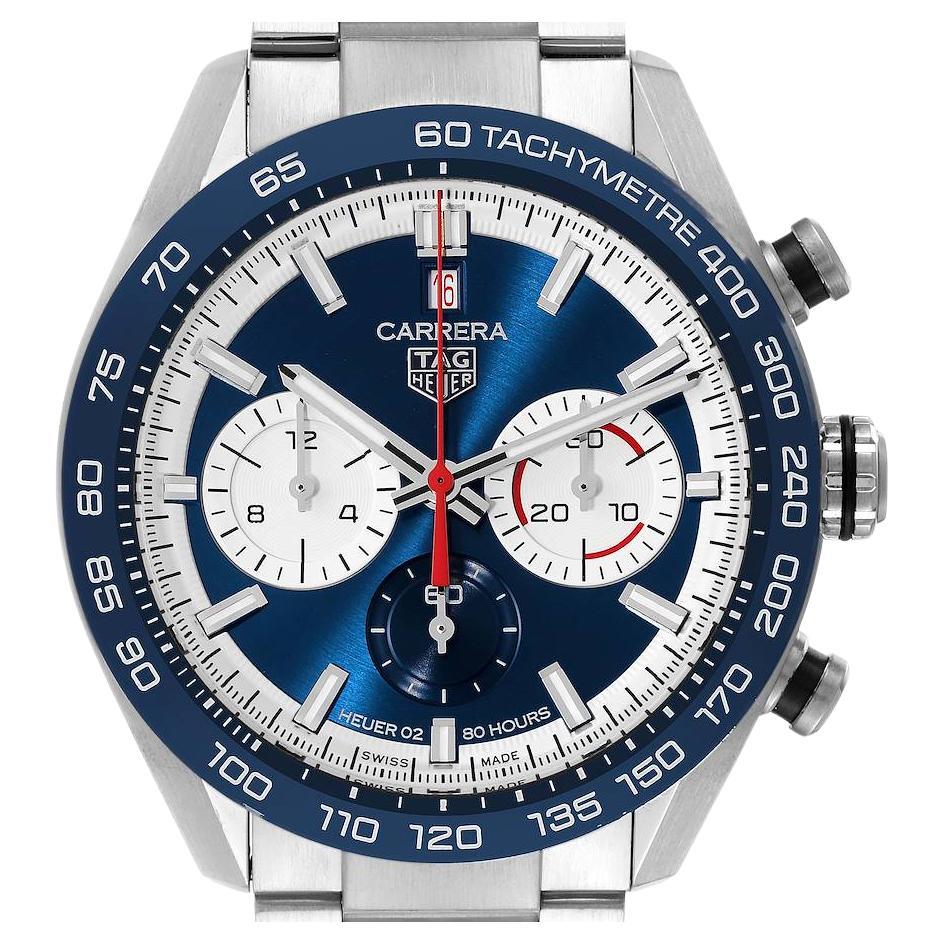 Tag Heuer Carrera 160 Years Anniversary Blue Dial Steel Watch CBN2A1E Box Card For Sale