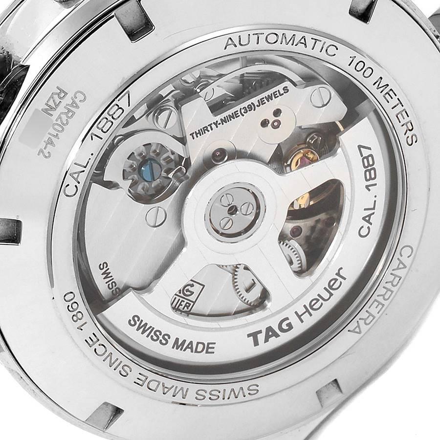 TAG Heuer Carrera 1887 Black Dial Chronograph Steel Watch CAR2014 Box Card In Excellent Condition In Atlanta, GA