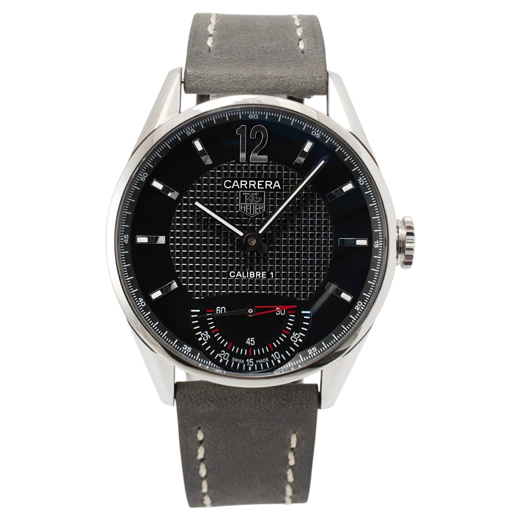Tag Heuer Carrera 43MM wv3010.eb0025 Reloj de acero de cuerda manual con esfera negra