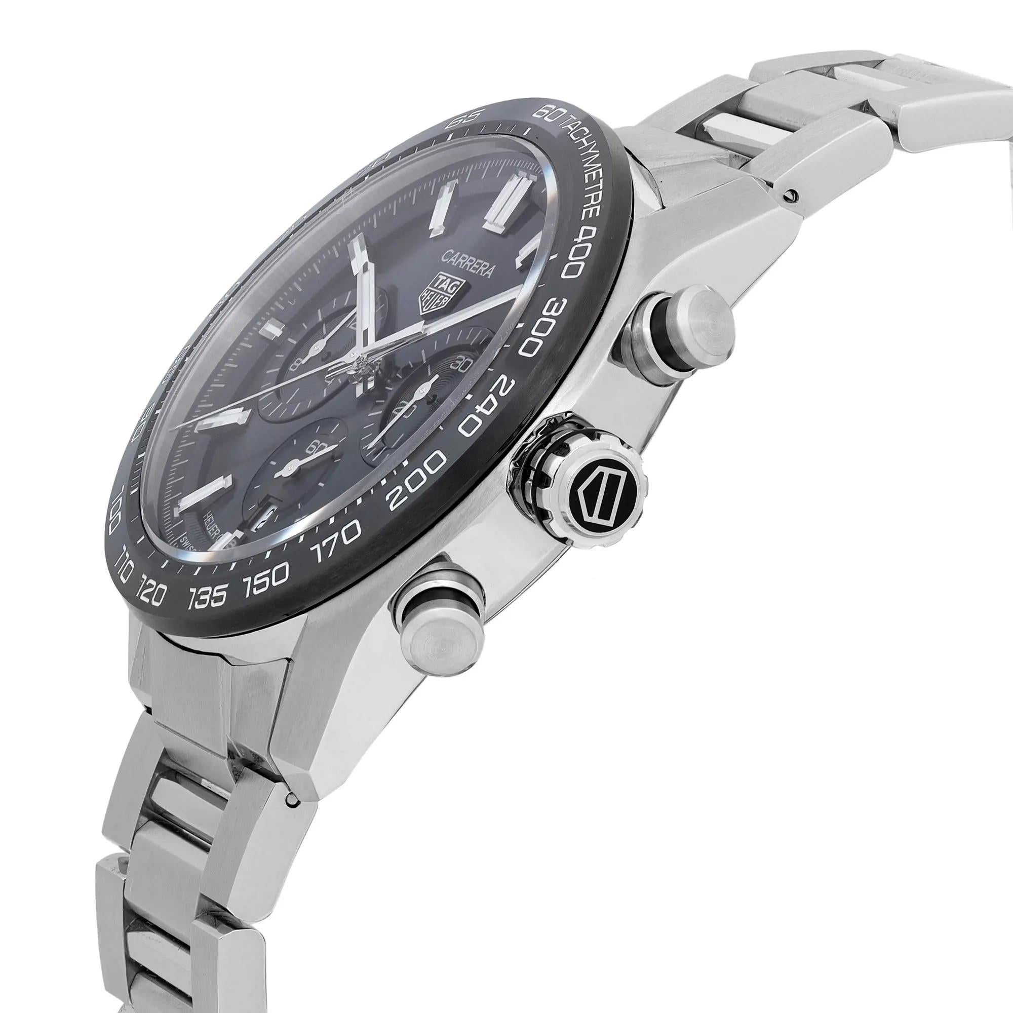 TAG Heuer Montre Carrera automatique à cadran noir en acier pour hommes CBN2A1B.BA0643 Neuf - En vente à New York, NY