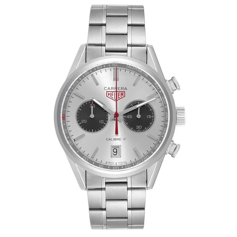 Tag Heuer Carrera 80th Birthday Collection Limited Edition Mens Watch CV2119. Automatic self-winding chronograph movement. Stainless steel round case 41.0 mm. Stainless steel case back with Jack Heuer signature. Fixed stainless steel bezel. Scratch