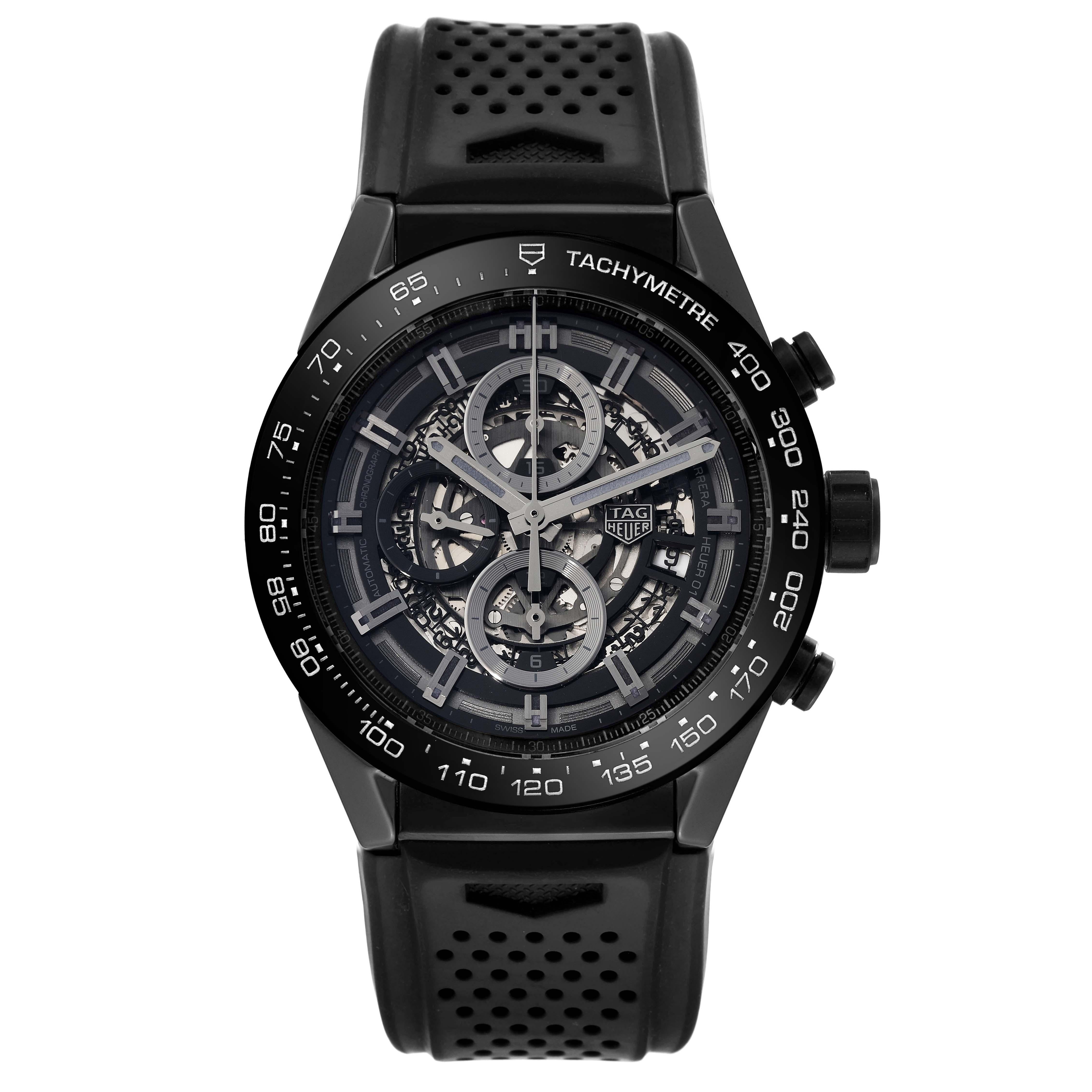 Tag Heuer Carrera Montre chronographe en céramique noire pour hommes CAR2A90 Boîte Card en vente 1