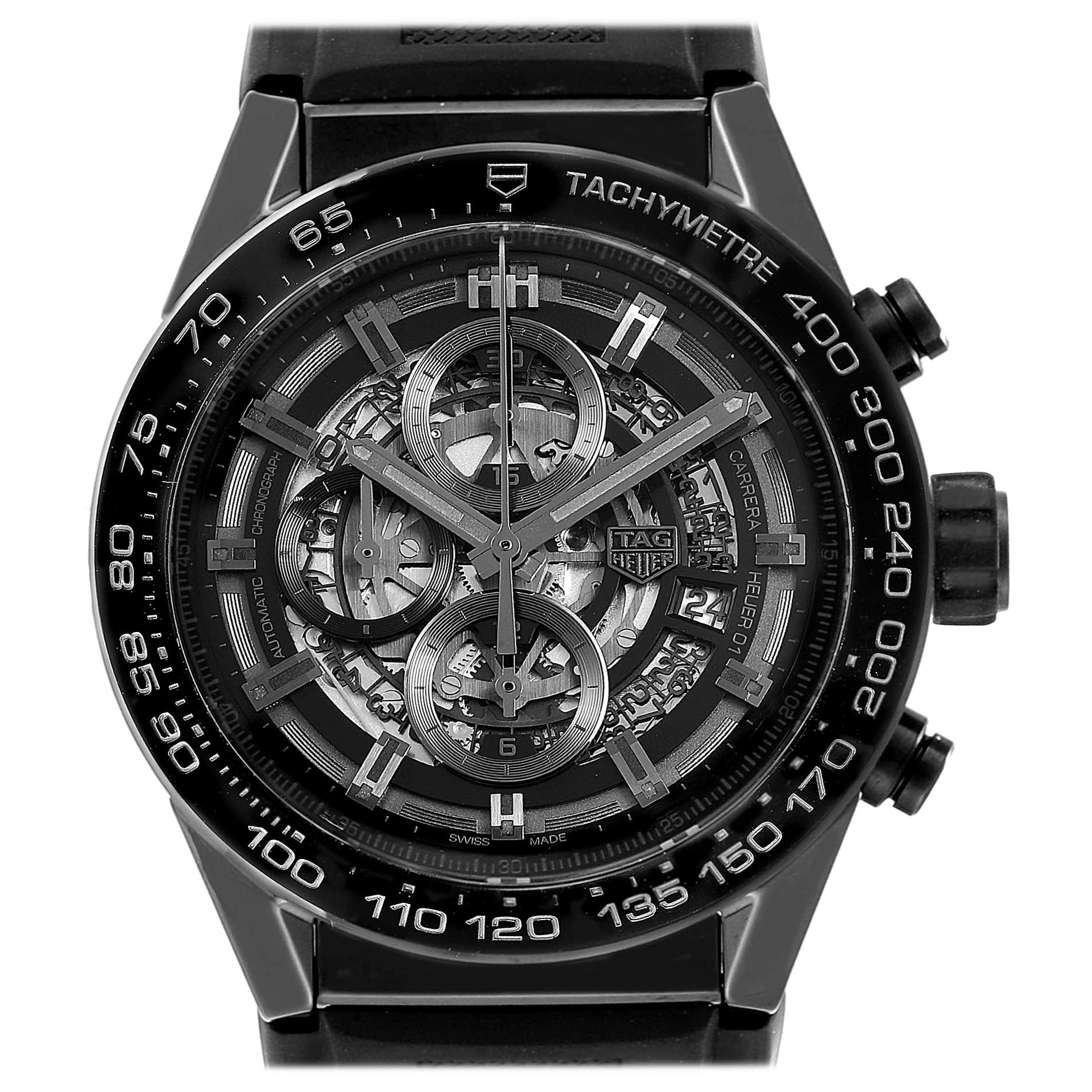 TAG Heuer Carrera Black Ceramic Chronograph Watch CAR2A90 Box Papers