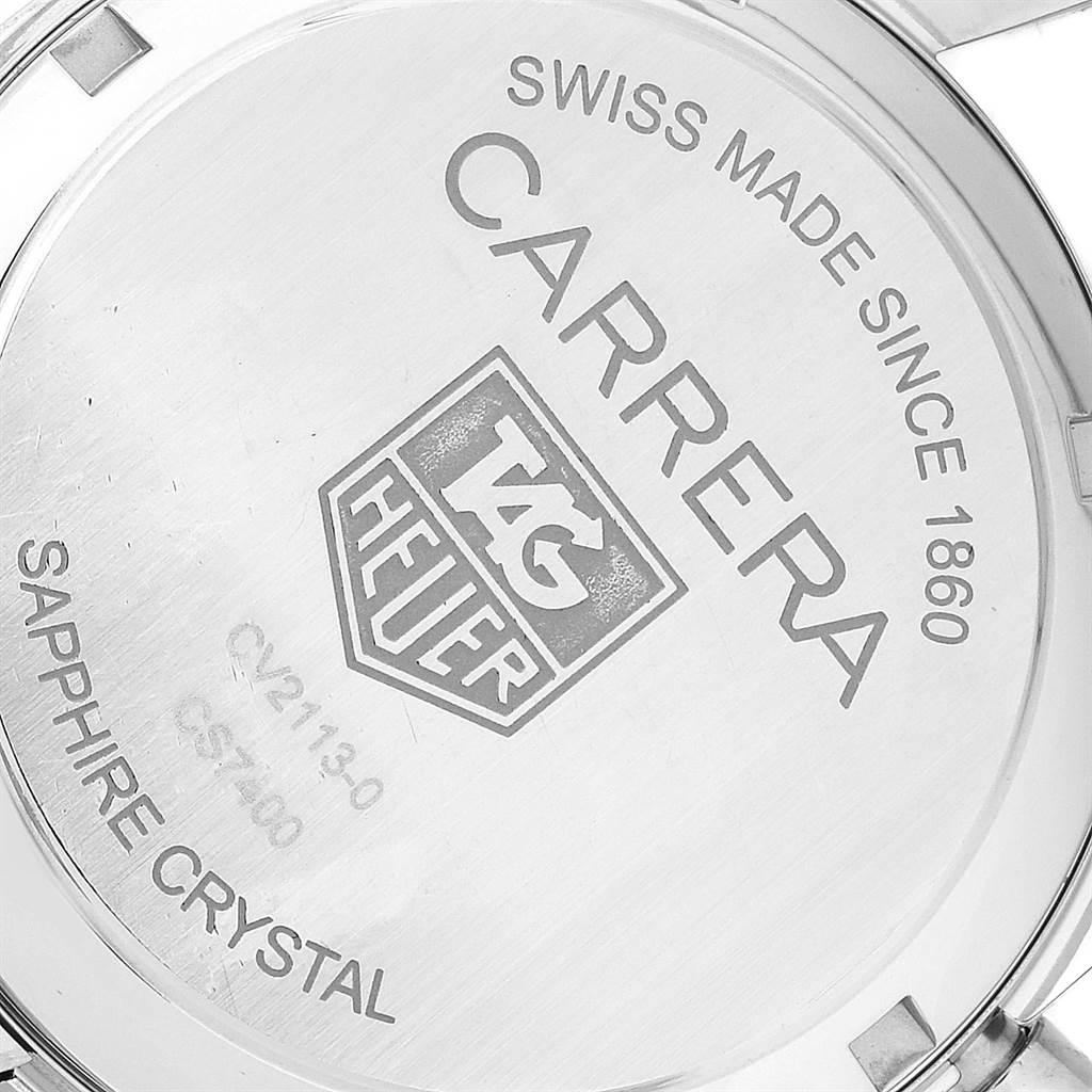Men's TAG Heuer Carrera Black Dial Chronograph Men’s Watch CV2113 Card For Sale