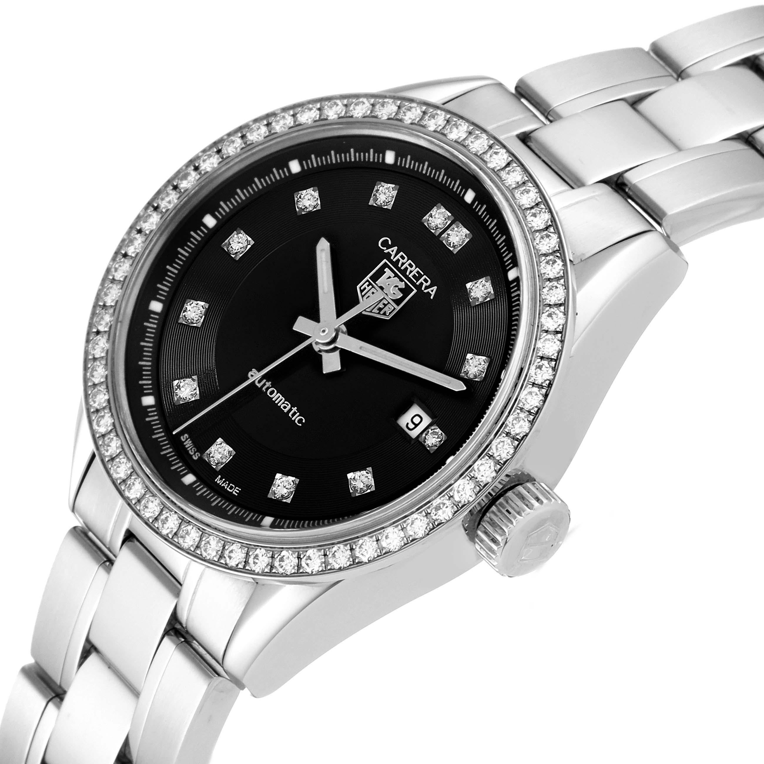 Women's TAG Heuer Carrera Black Diamond Dial Steel Ladies Watch WV2412