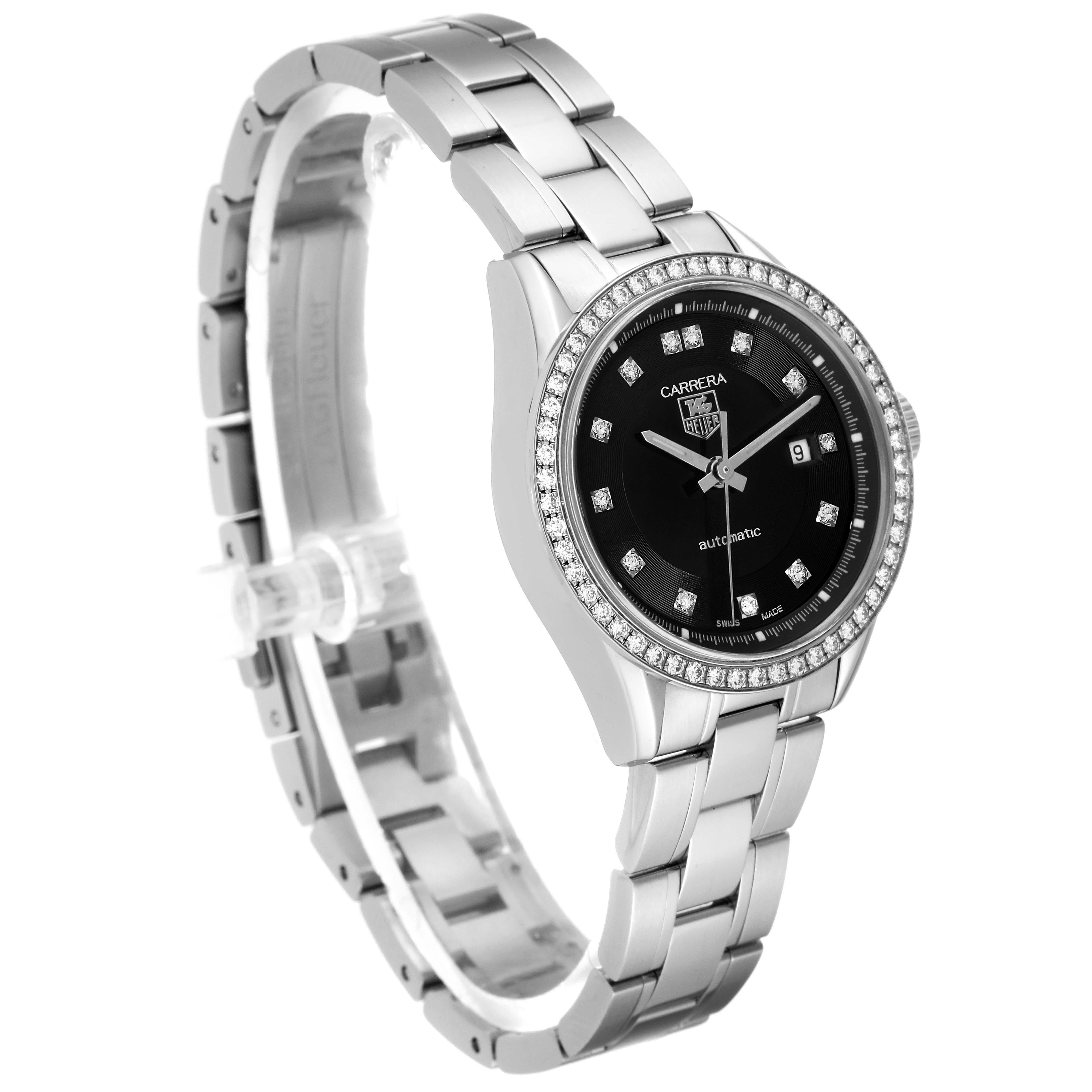 TAG Heuer Carrera Black Diamond Dial Steel Ladies Watch WV2412 2