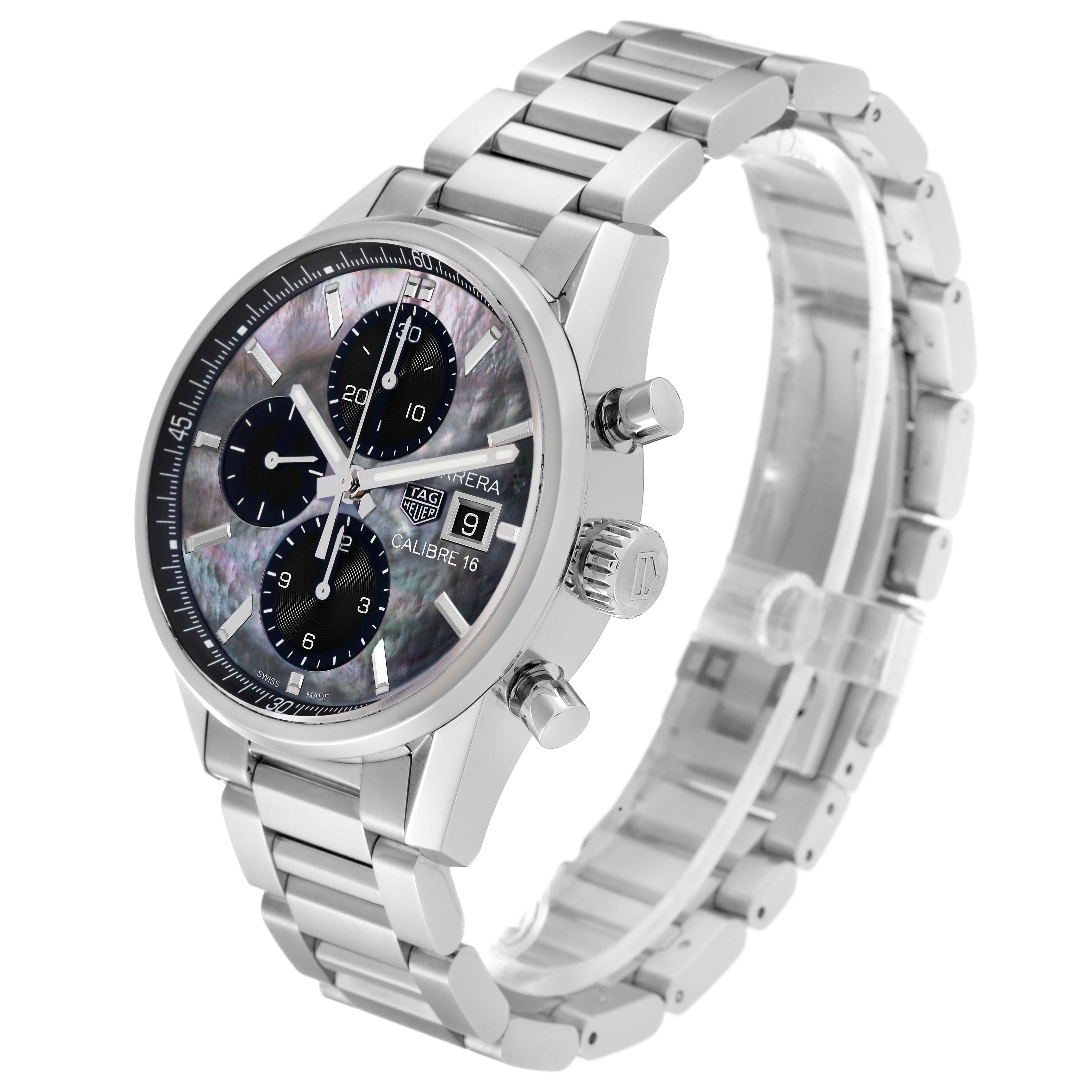 De los hombres Tag Heuer Carrera Negro Nácar Edición Especial Japonesa Reloj de acero